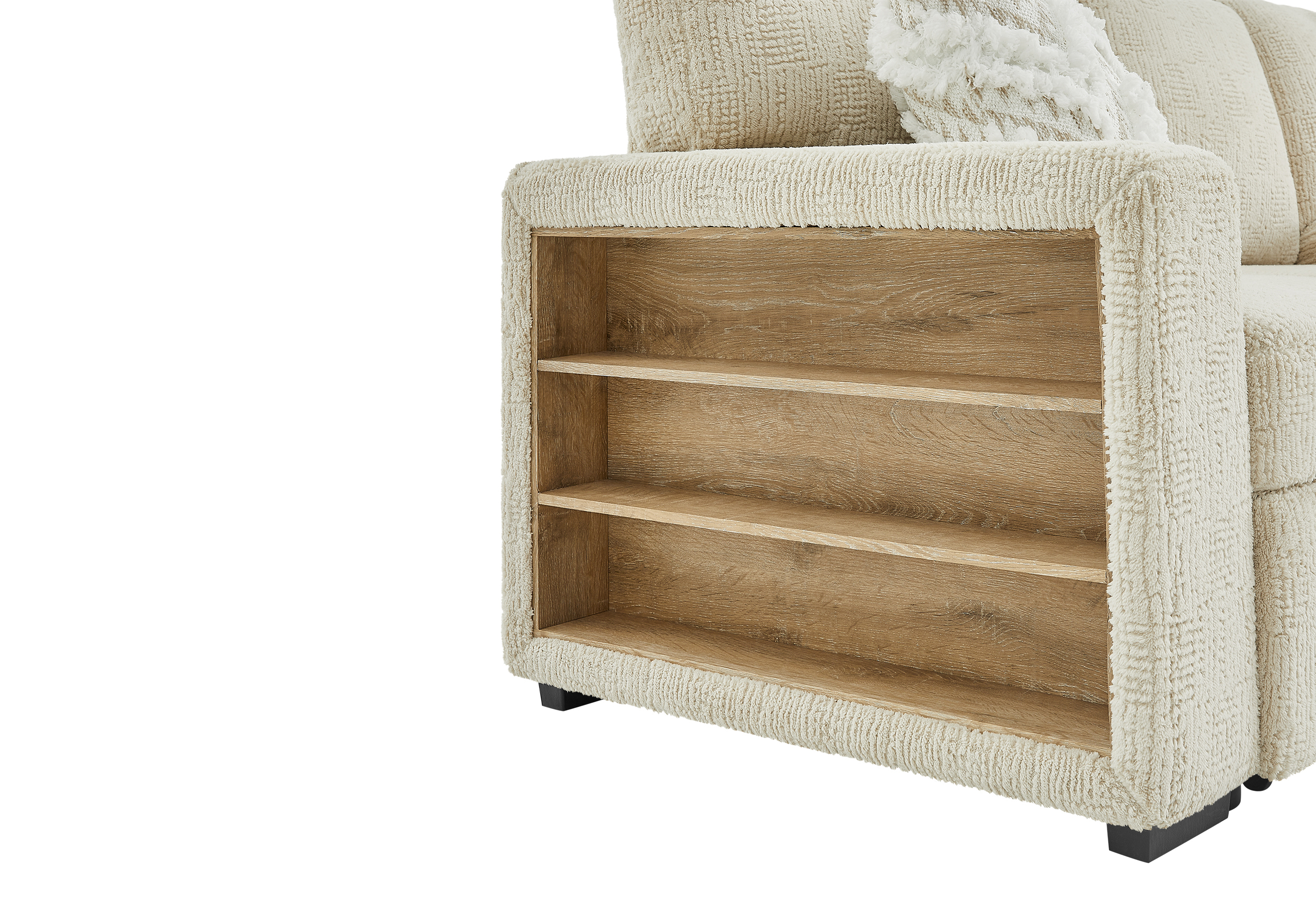 U0222 - Pull Out Sofa Bed With Speaker And 2 Pillows - Cream - Image 9