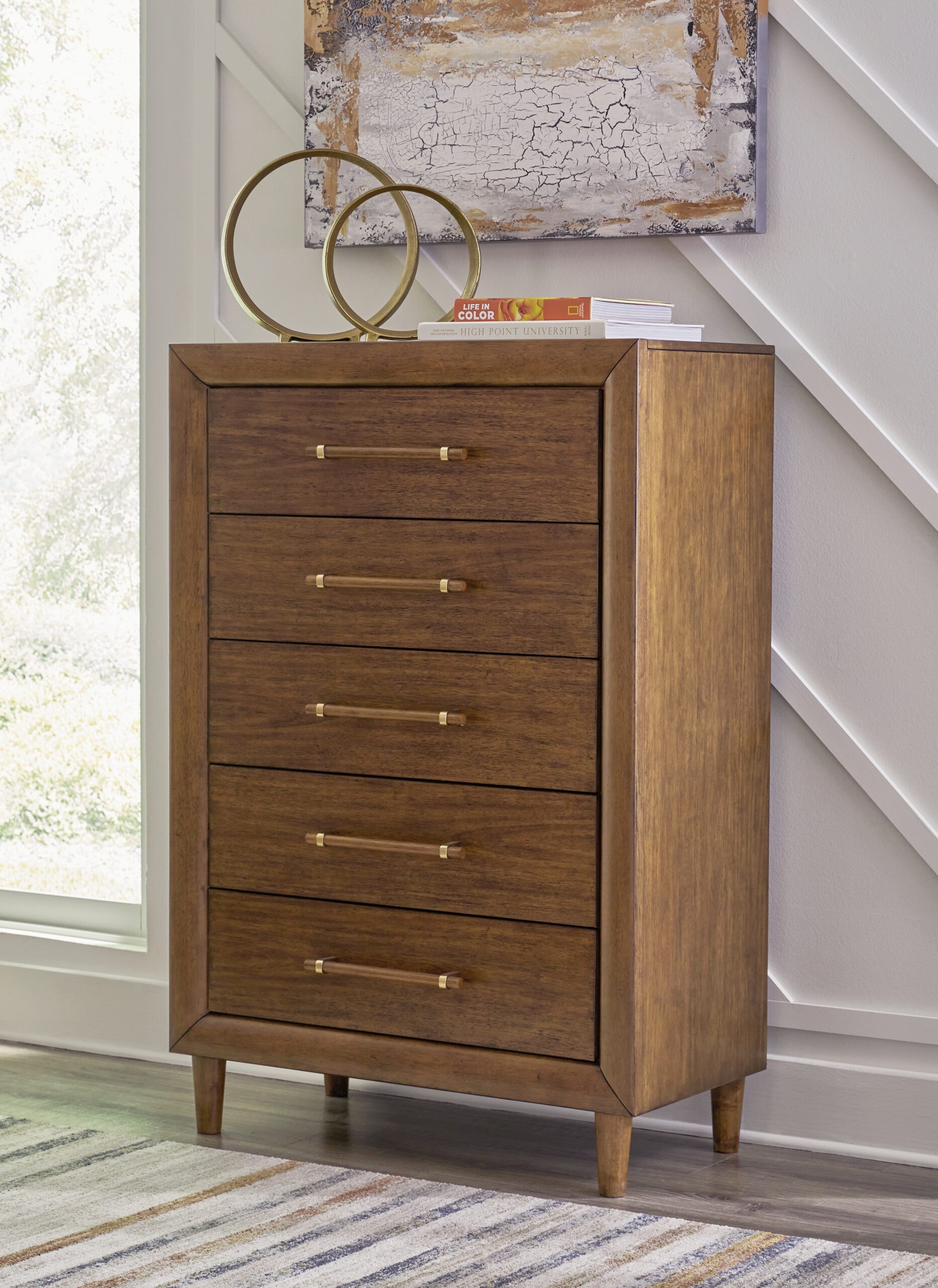 Lyncott - Five Drawer Chest - Brown - Image 2