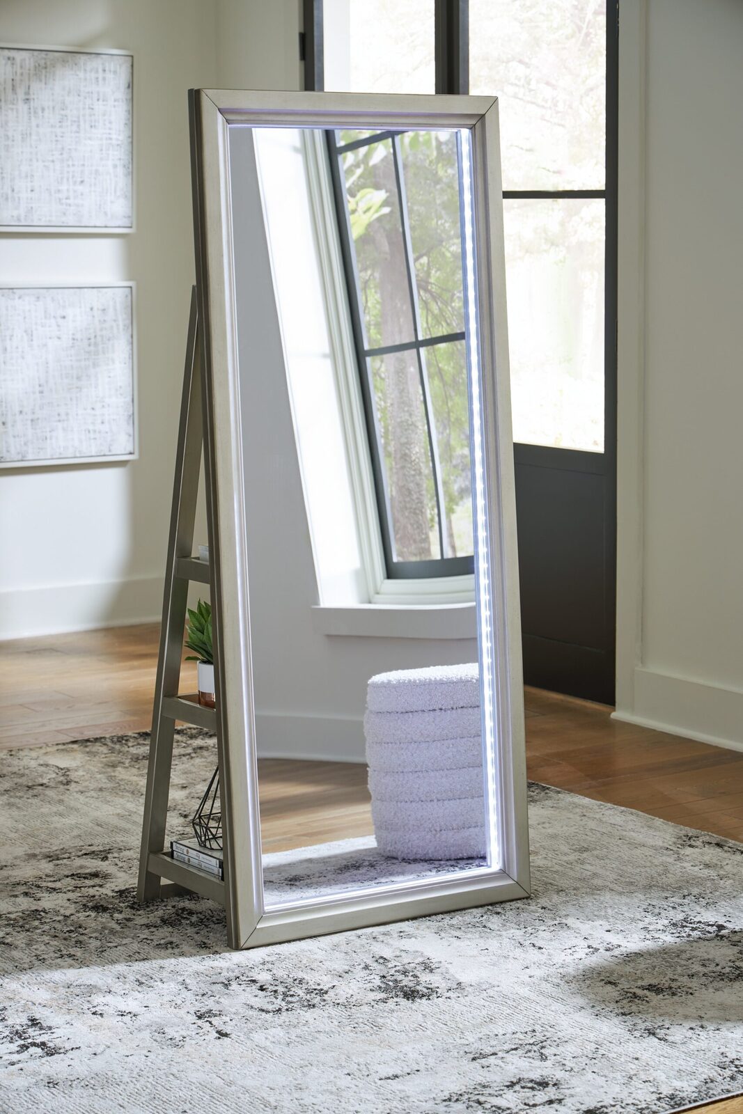Evesen - Floor Standing Mirror With Storage - Champagne - Image 2