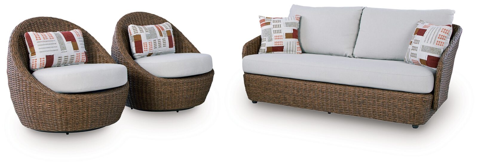 Double Point - Loveseat, Swivel Chairs Set (Set of 3) - Beige - Image 3