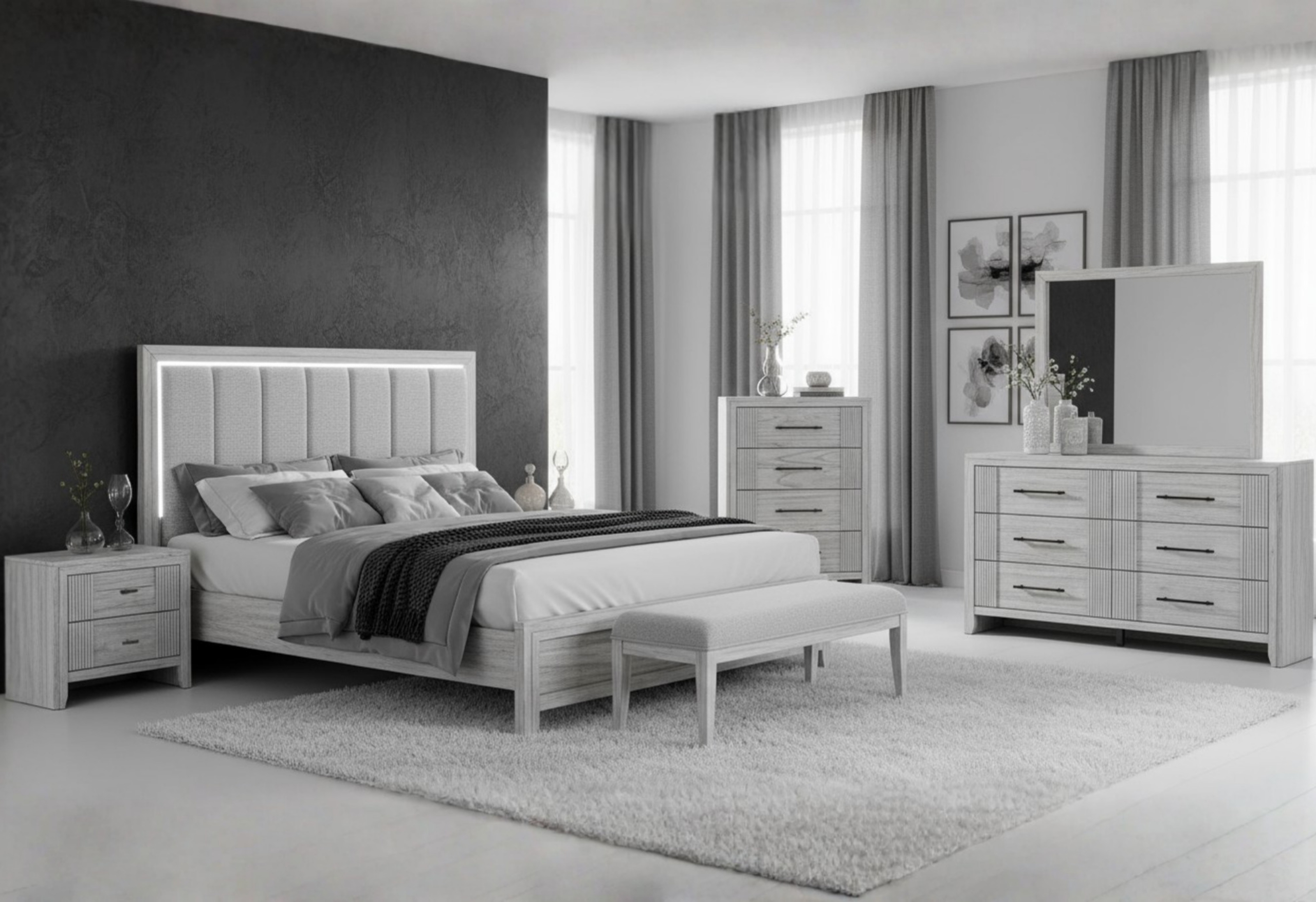 Elsie - Bed With LED - Light Gray - Image 6