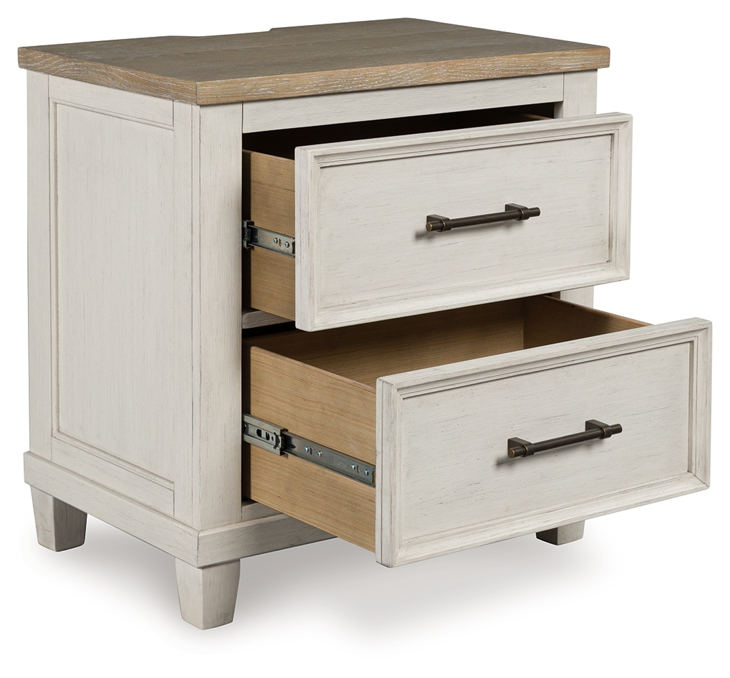 Shaybrock - Two Drawer Night Stand - Antique White / Brown - Image 3
