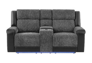 U5915 - Console Reclining Loveseat With Immersive Sound And Blue-Color LED - Black / Gray
