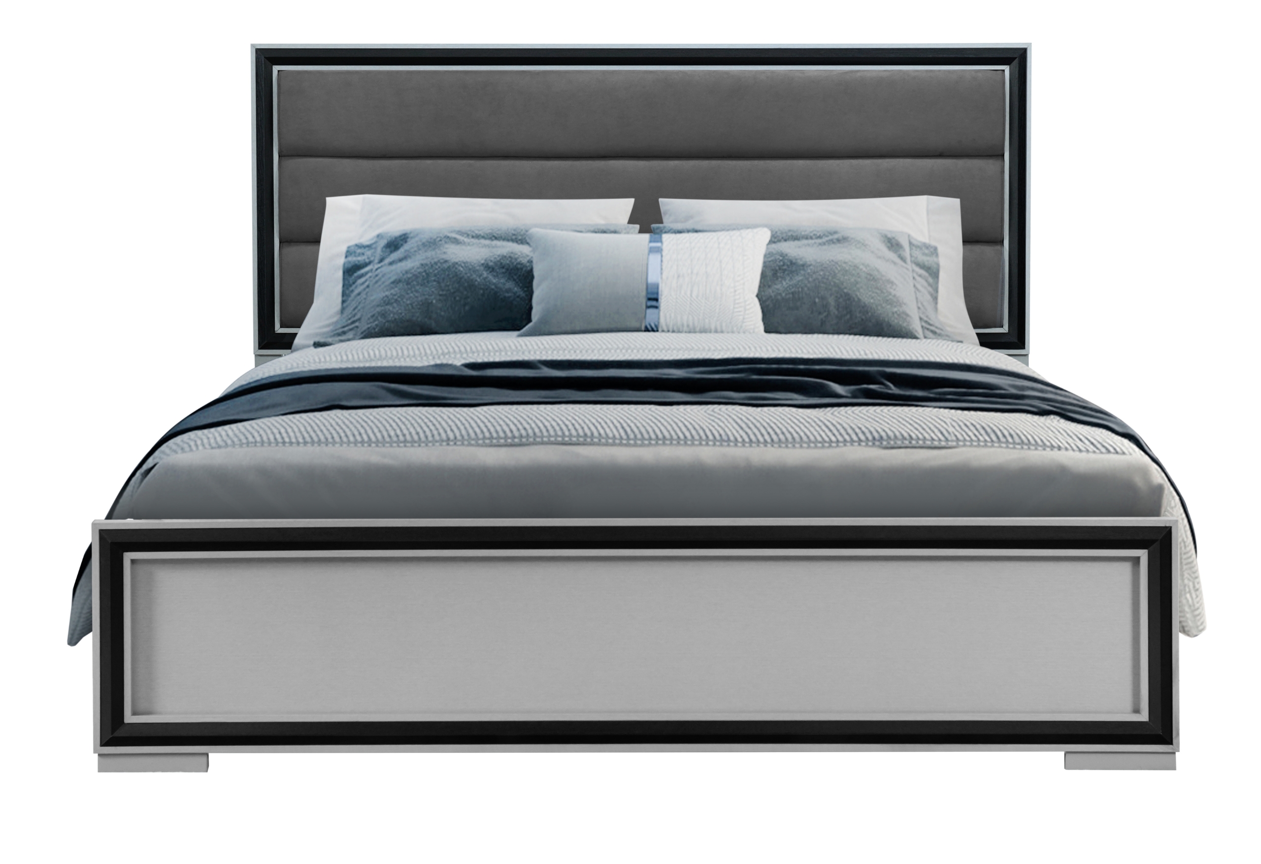 Amelia - 5 Piece Bedroom Set With LED - Gray Black - Image 3