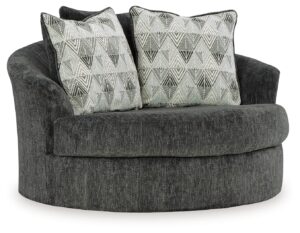Biddeford - Oversized Swivel Accent Chair - Shadow
