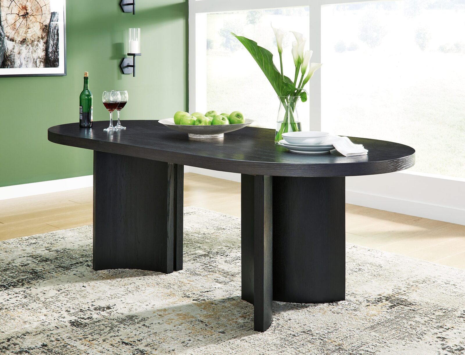 Rowanbeck - Oval Dining Room Table - Black - Image 2