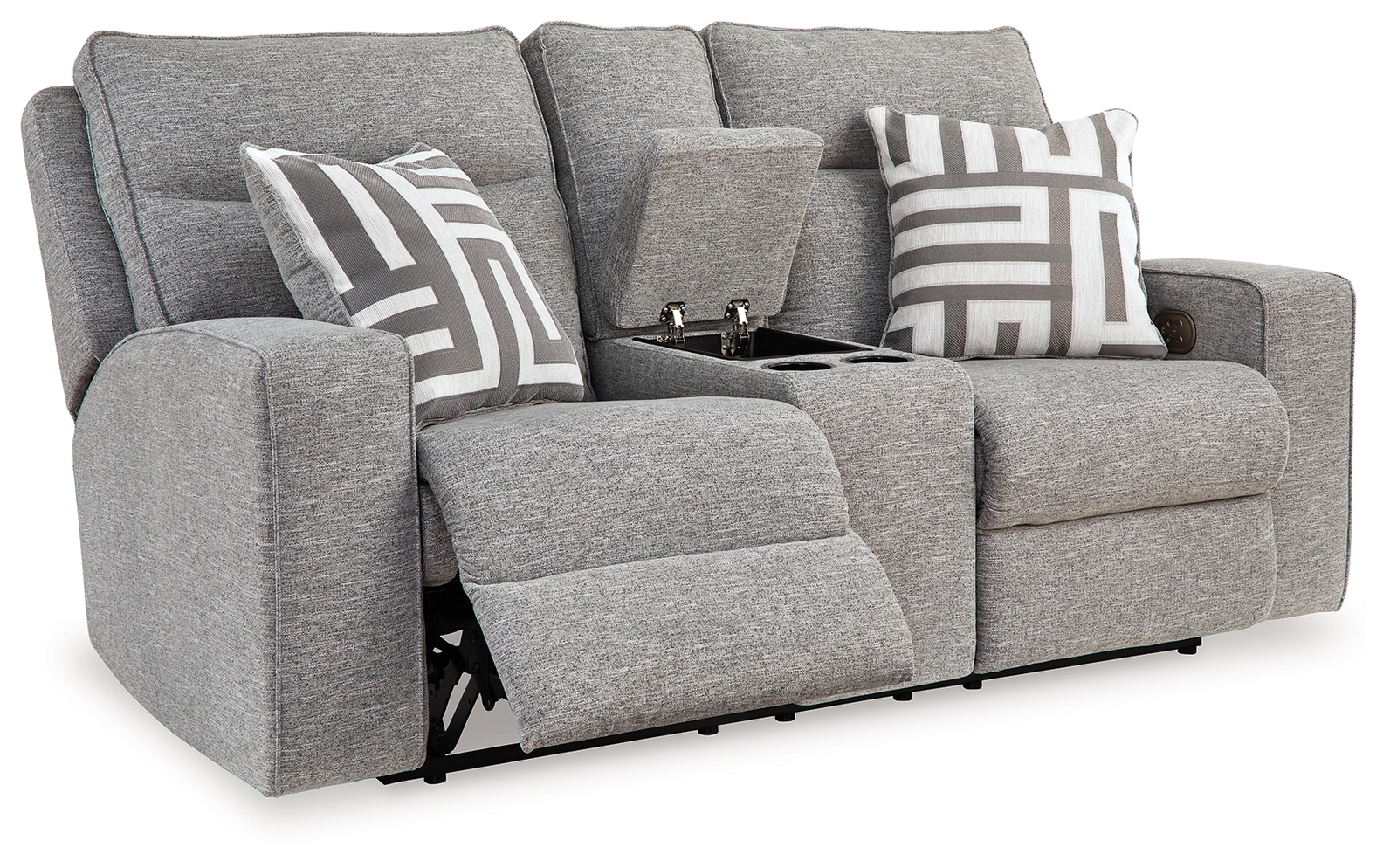Biscoe - Power Reclining Loveseat With Console /Adj Headrest - Pewter - Image 3
