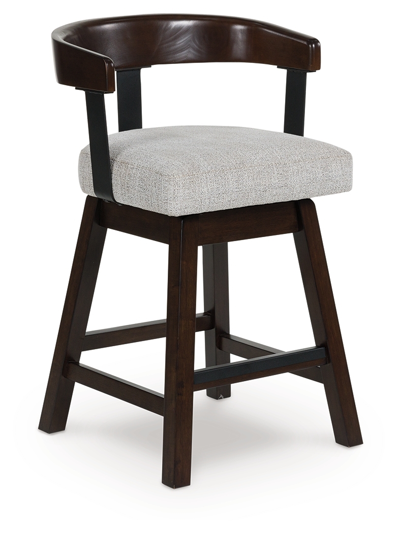Haddigan - Upholstered Swivel Barstool (Set of 2) - Dark Brown - Image 3