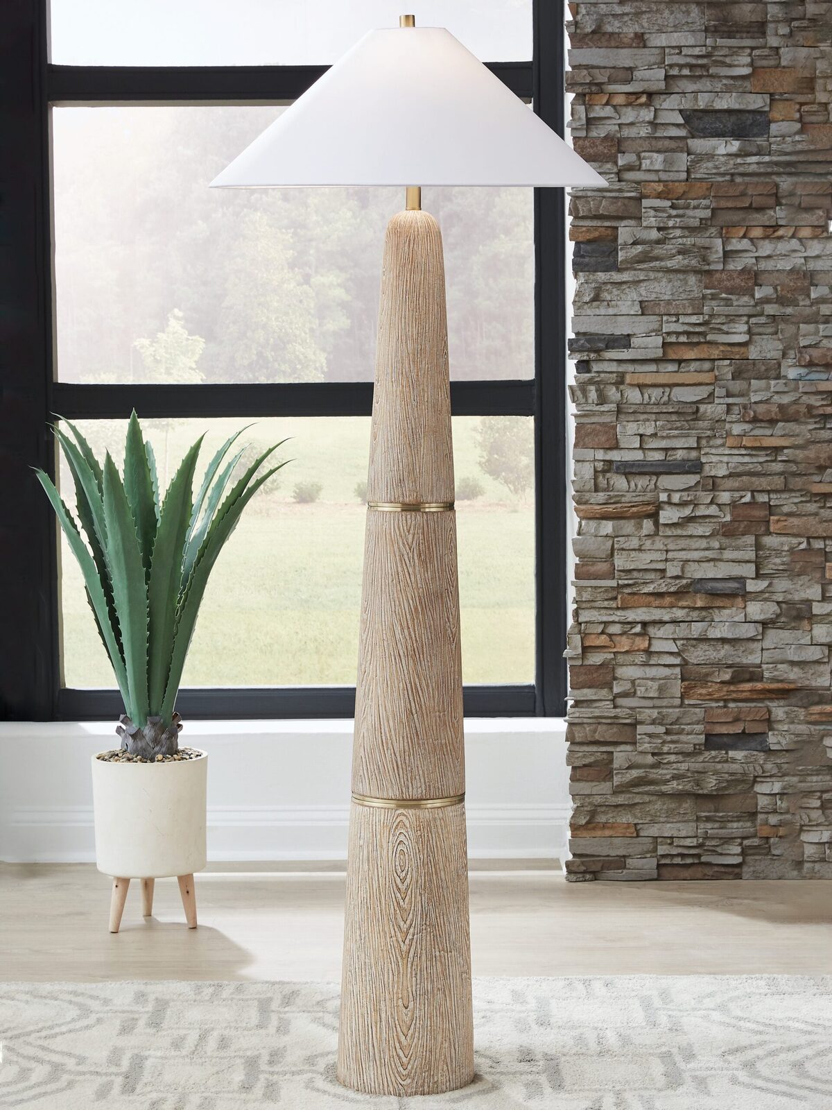 Gasparleigh - Poly Floor Lamp - Brown / Gold Finish - Image 2