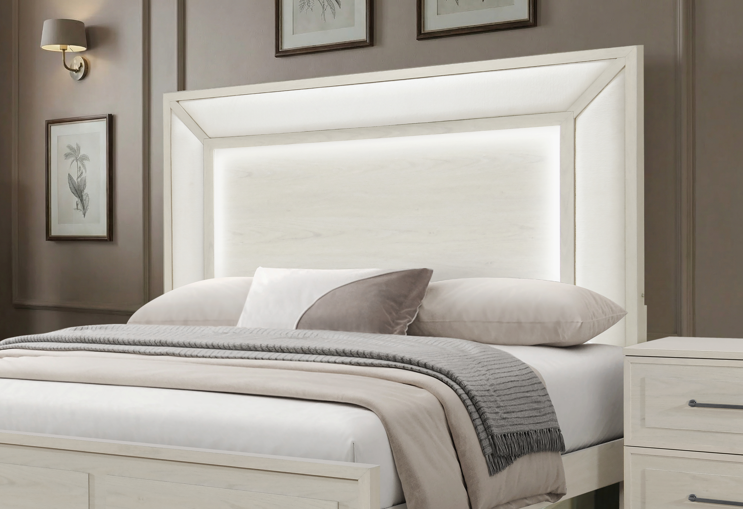 Clara - Bed With LED - Beige - Image 3