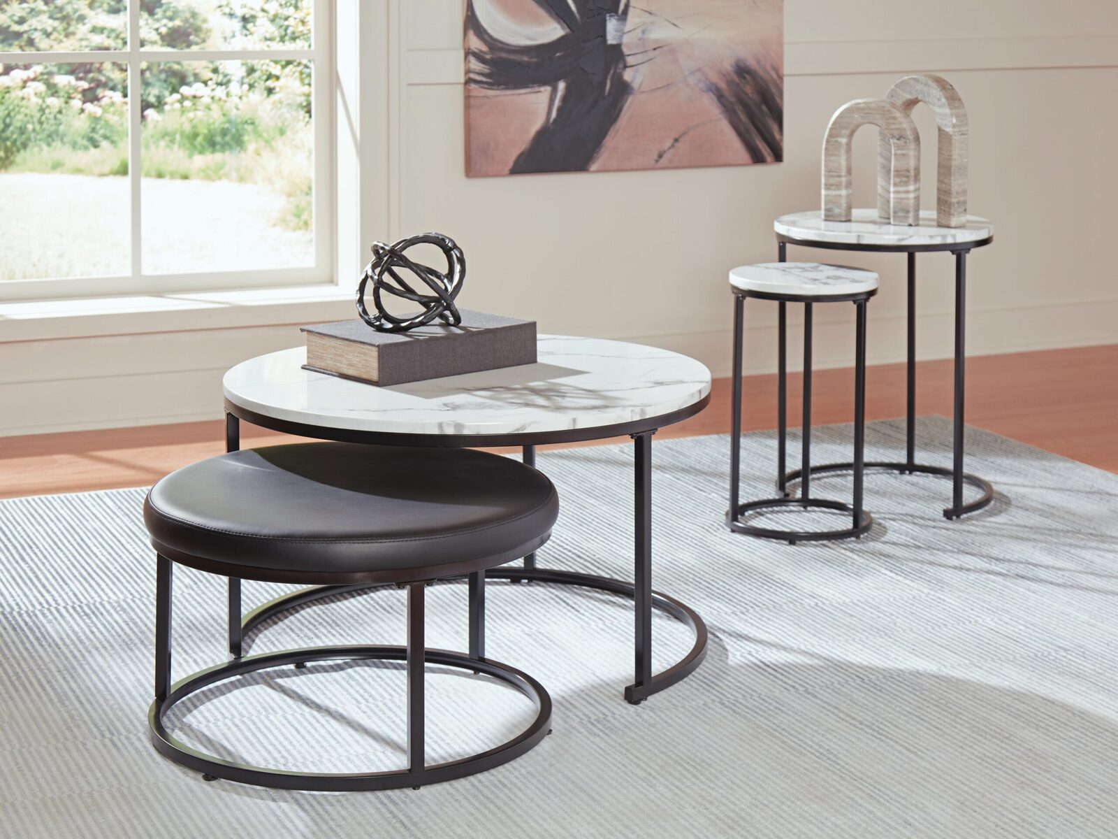 Jusmour - Occasional Nesting Table (Set of 4) - Black / White - Image 2