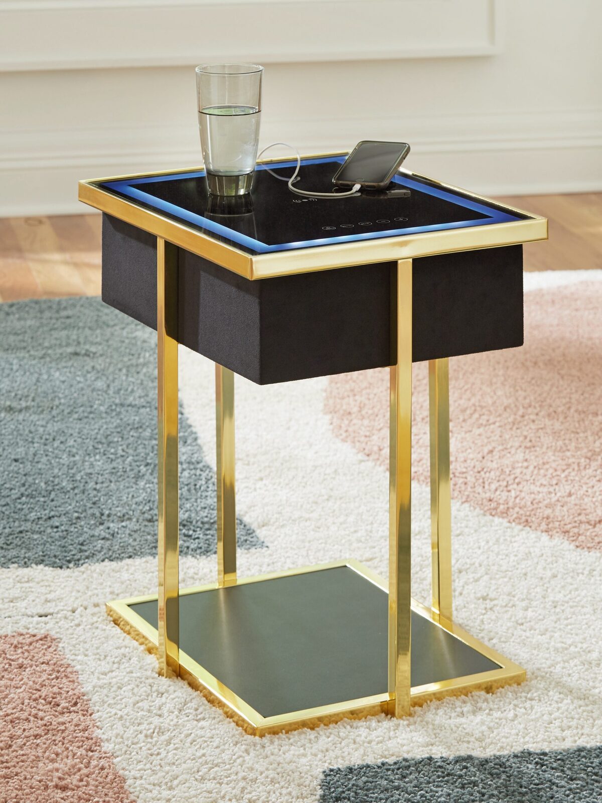 Rexwell - Accent Table With Speaker - Black / Gold Finish - Image 2