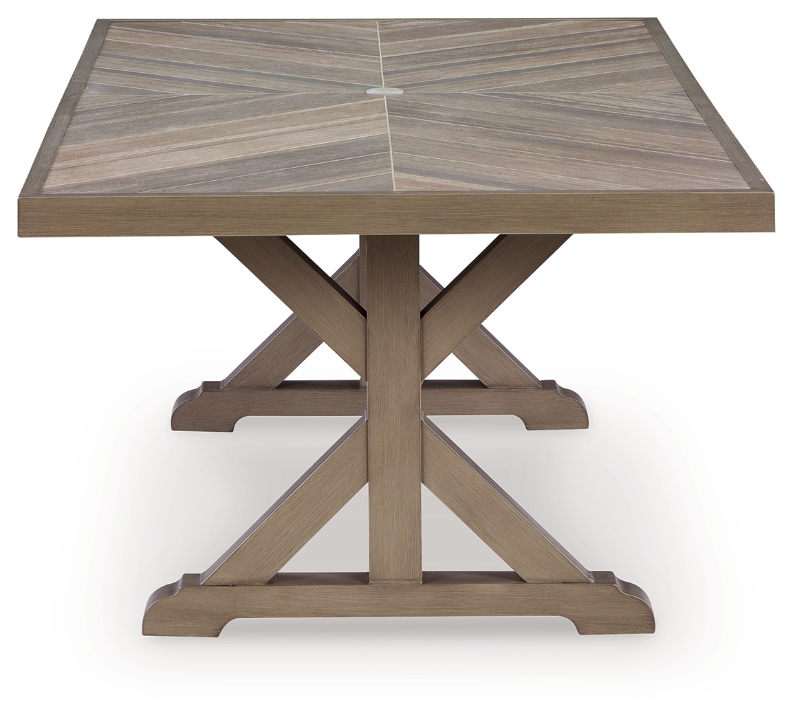Laguna Heights - Rectangular Dining Table With Umbrella Option - Beige - Image 4