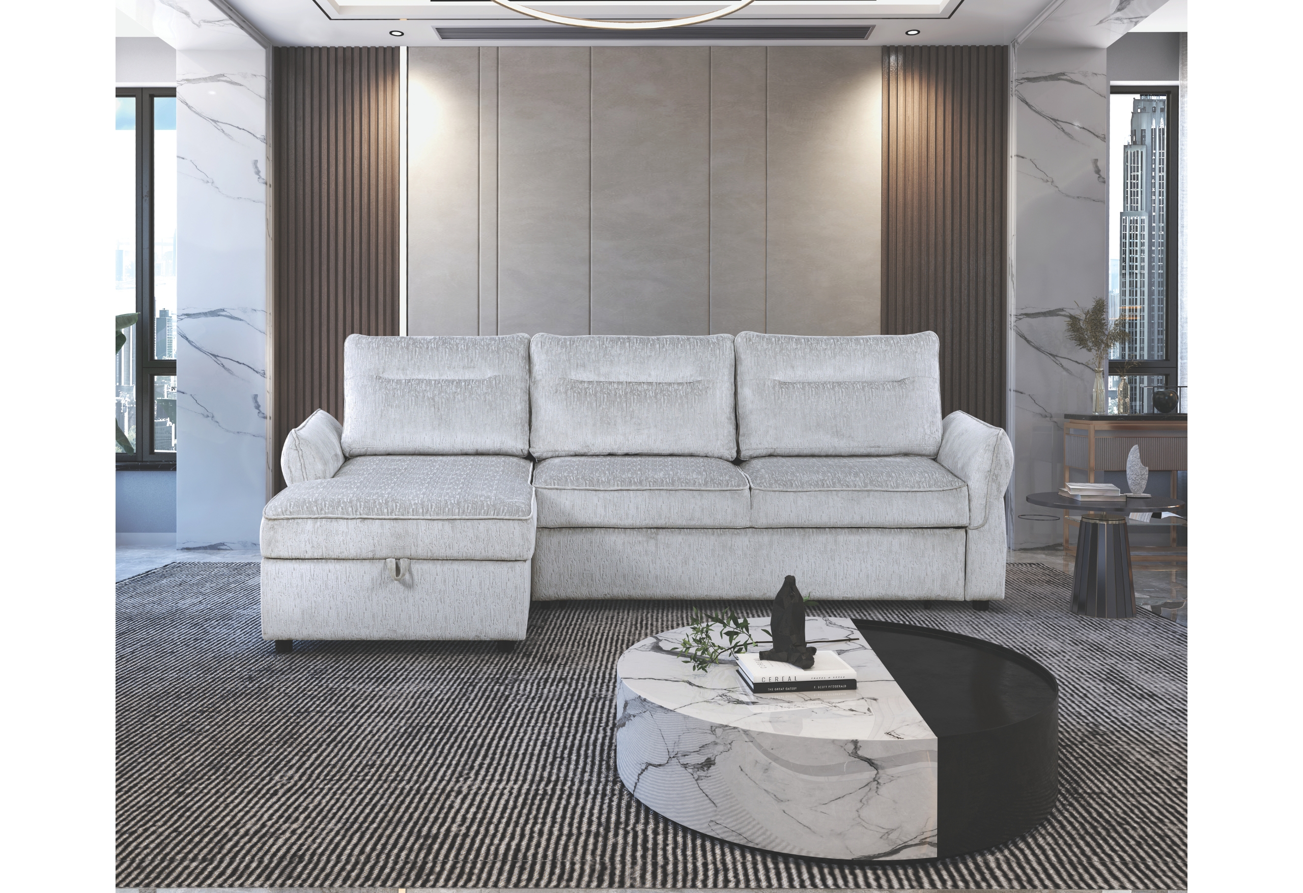 U0301 - Pull Out Sofa Bed - Gray - Image 2