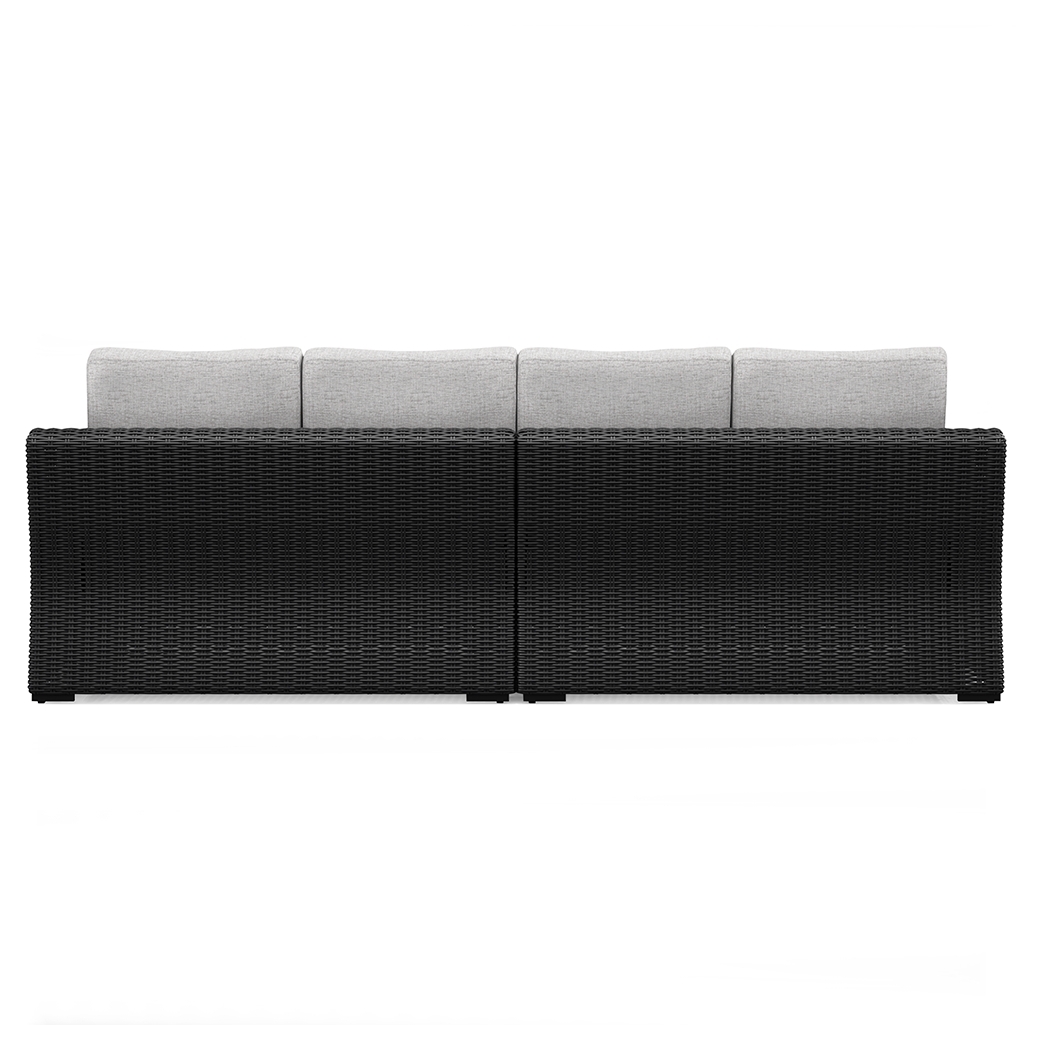 Beachcroft - 2-Piece Outdoor Loveseat with Cushion - Black / Light Gray - Image 5