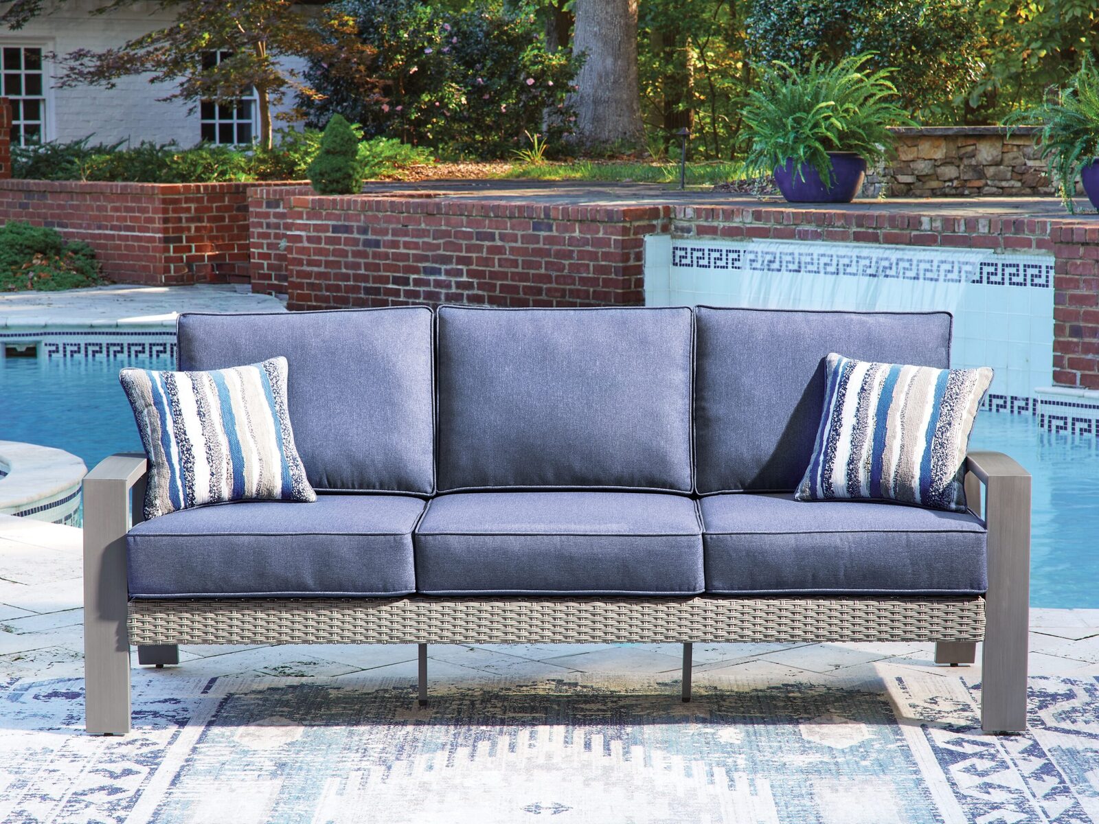 Half Moon Beach - Sofa With Cushion - Blue / Gray - Image 2
