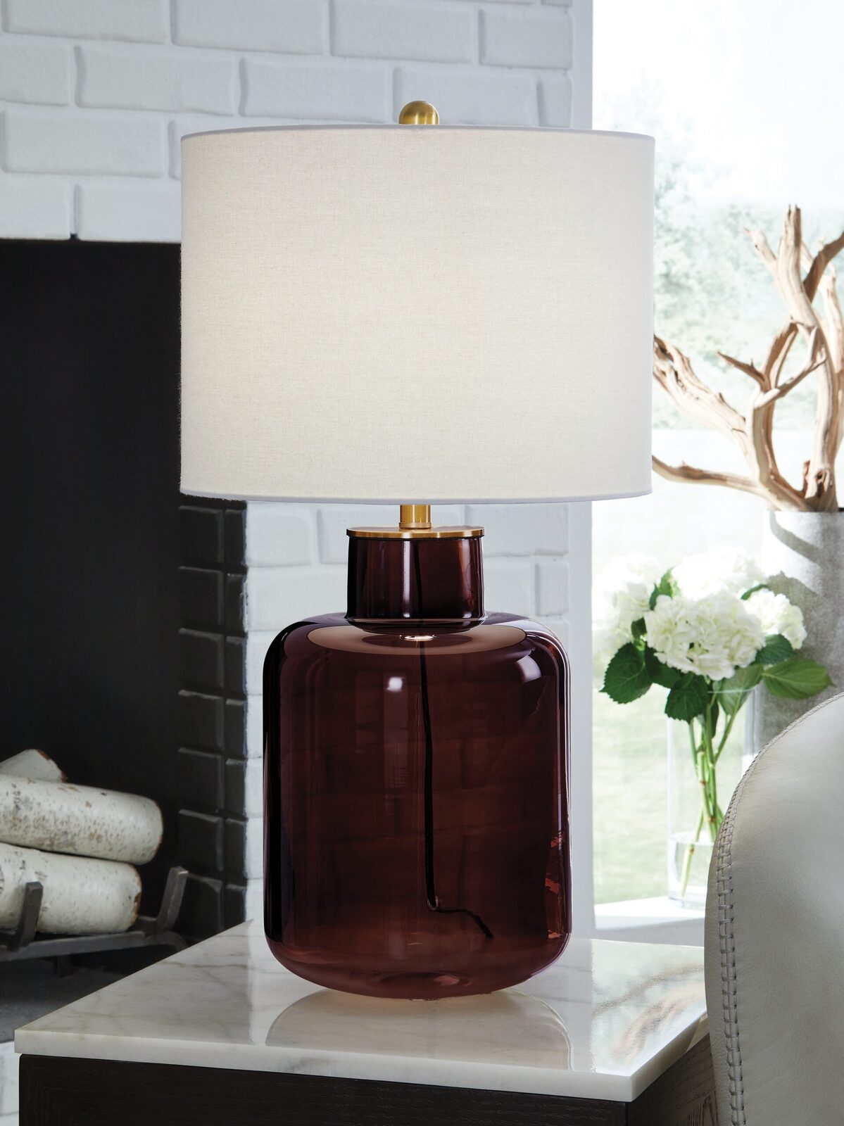 Mette - Glass Table Lamp - Brown / Gold Finish - Image 2
