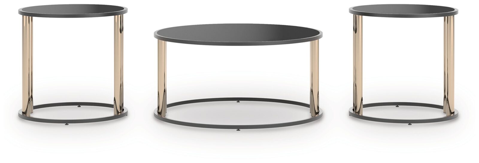 Hannerly - Occasional Table Set (Set of 3) - Black / Gold Finish - Image 3