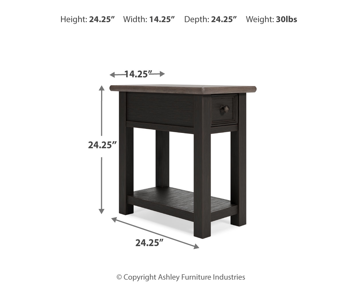 Tyler Creek - Chair Side End Table - Black / Gray - Image 4