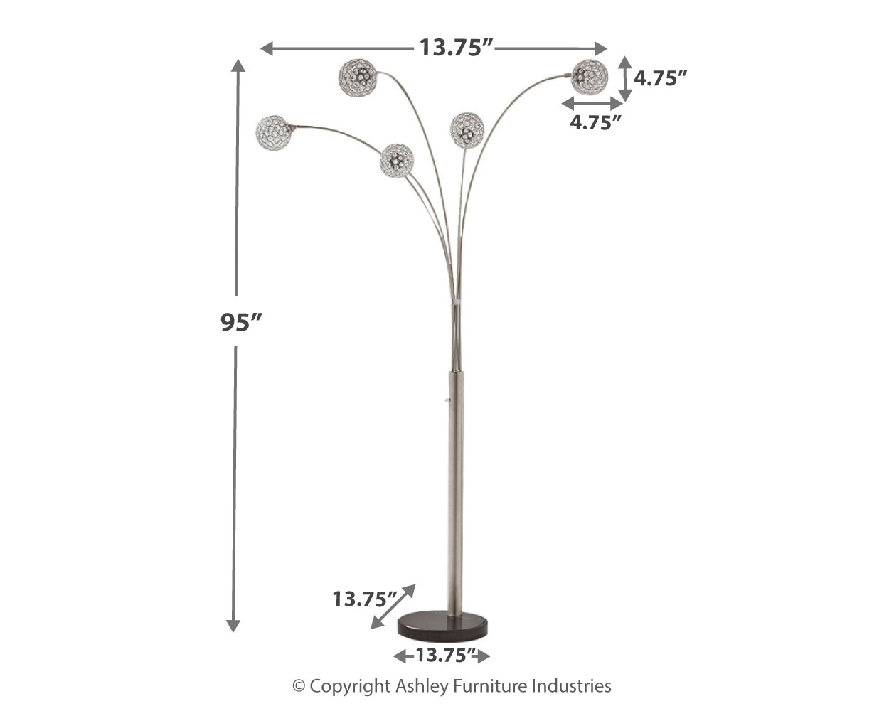 Winter - Metal Arc Lamp - Silver Finish - Image 4