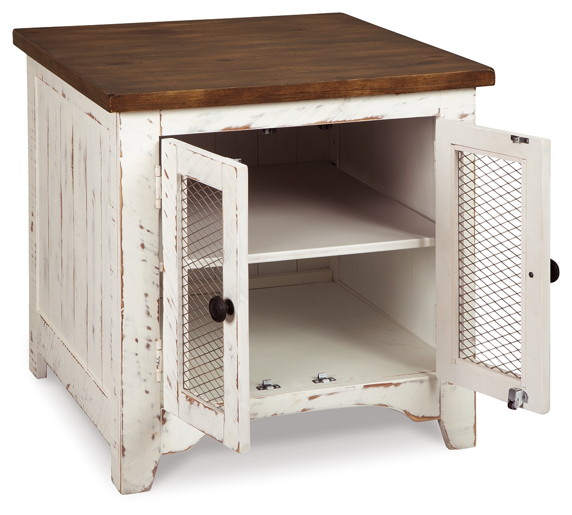 Wystfield - Rectangular End Table - 2 Doors - White / Brown - Image 3