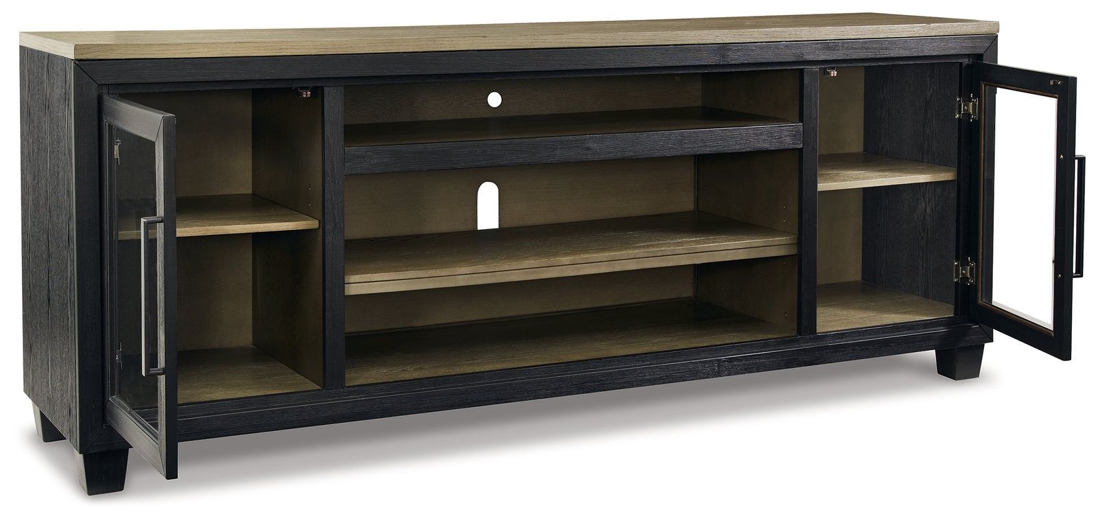 Foyland - XL TV Stand w/Fireplace Option - Black / Brown - Image 3