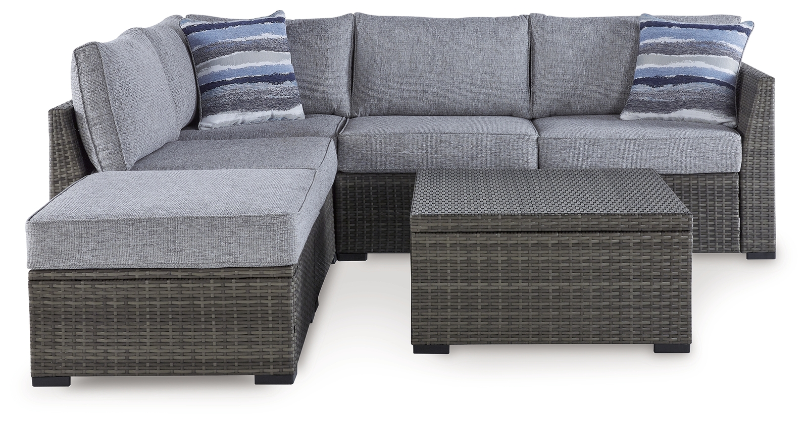 Petal Road - Loveseat Sectional, Ottoman, Table Set (Set of 4) - Gray - Image 3