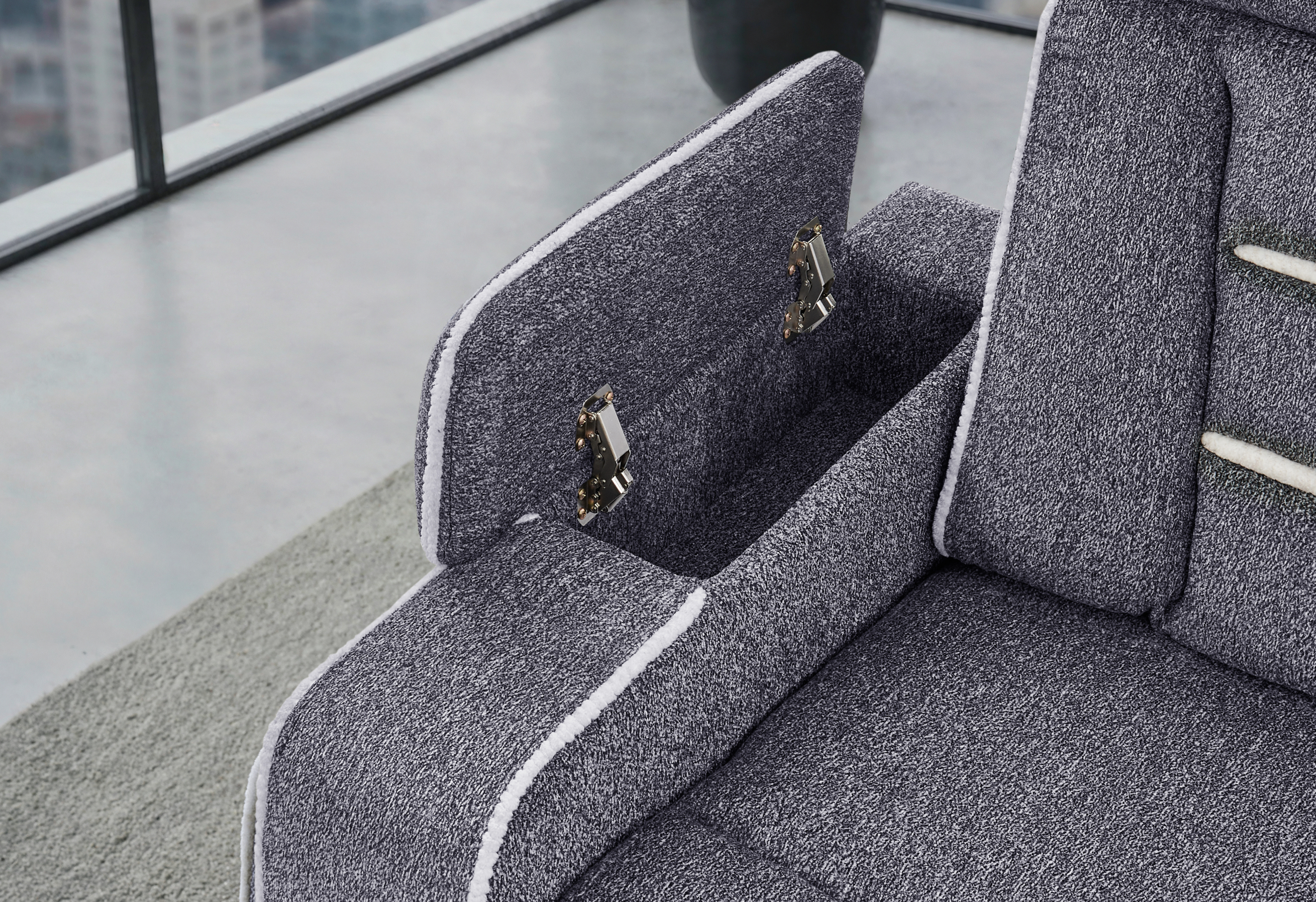 U1895 - P2 Reclining Sofa With IS And LED - Dark Gray - Image 2