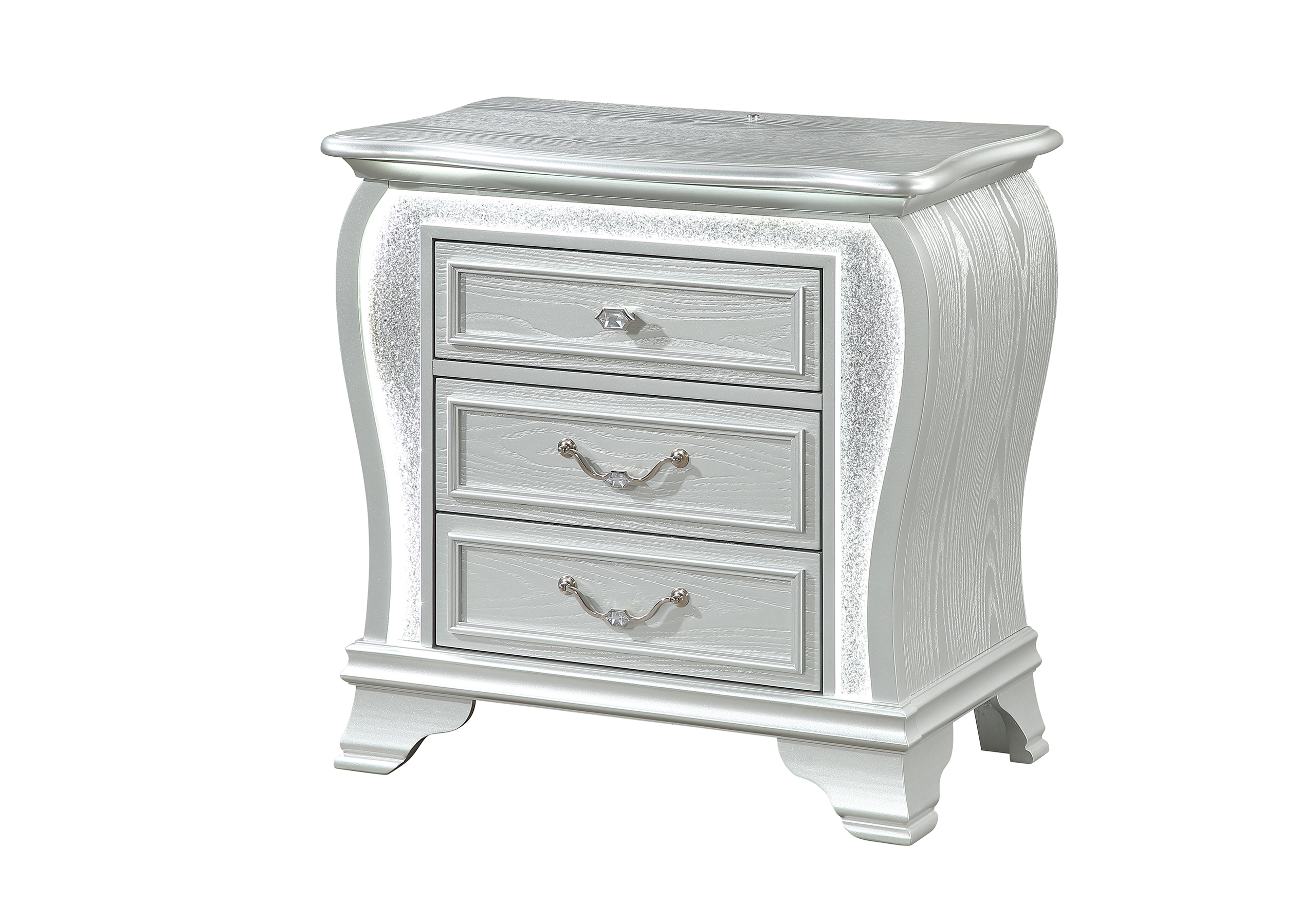 Aria - Nightstand With LED - Silver - Image 4