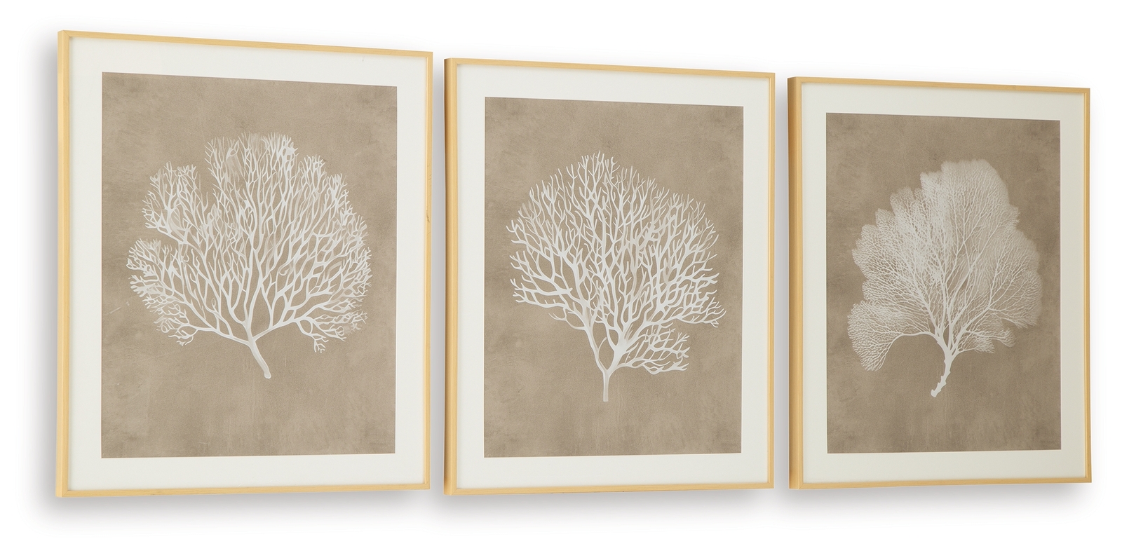 Hendridge - Wall Art Set (Set of 3) - Taupe / White - Image 3
