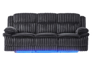 U8686 - Power Reclining Sofa With LED / Hidden Drawer And Drop Down Table - Black