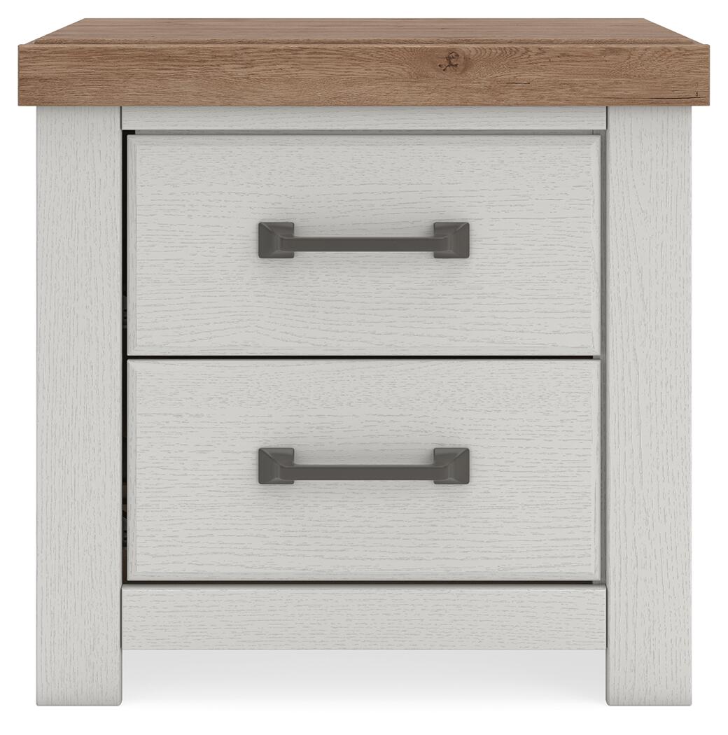 Savonport - Two Drawer Night Stand - White / Brown - Image 3