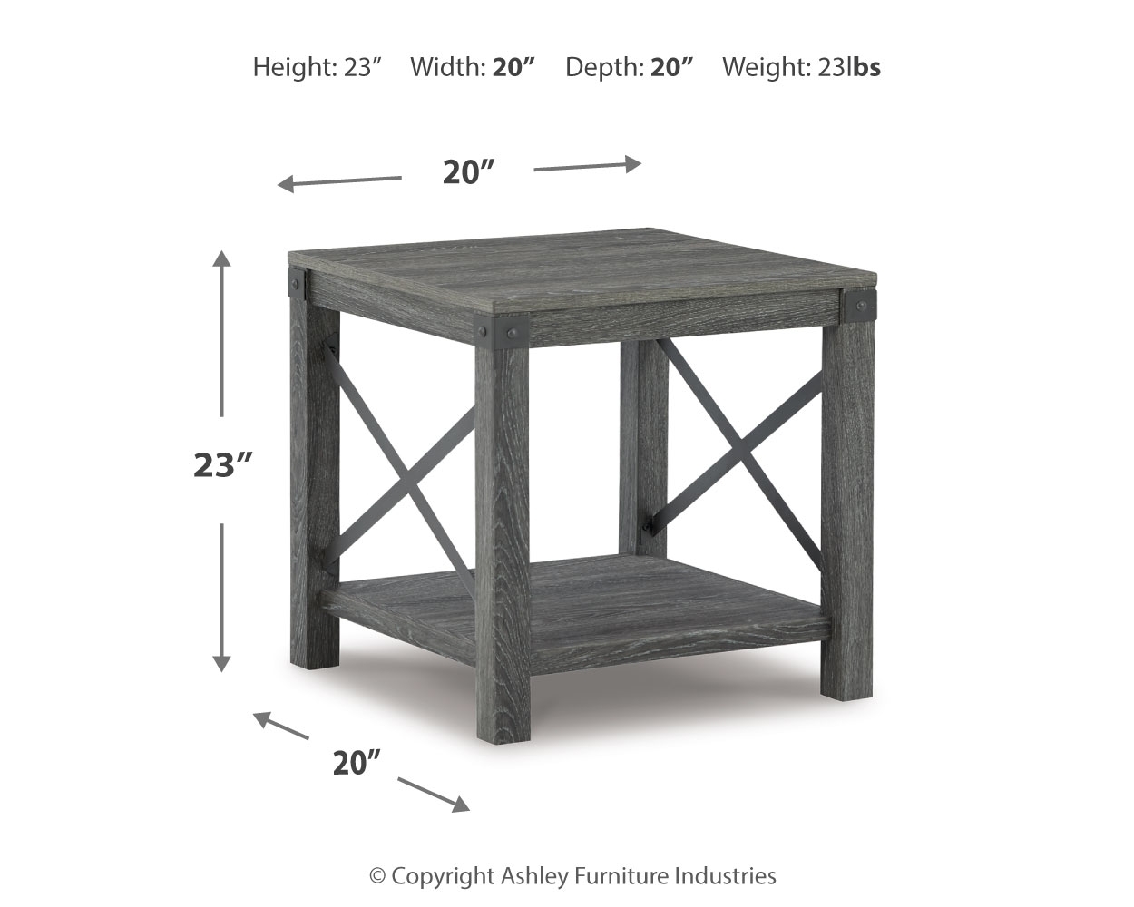 Freedan - Square End Table - Grayish Brown - Image 6
