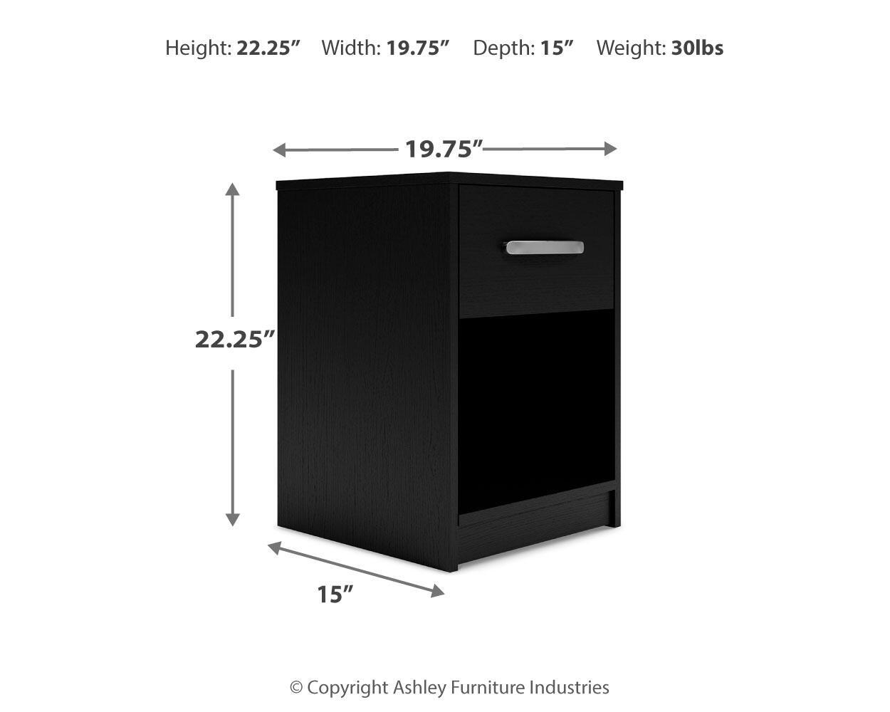 Finch - One Drawer Night Stand - 23" Height - Black - Image 4