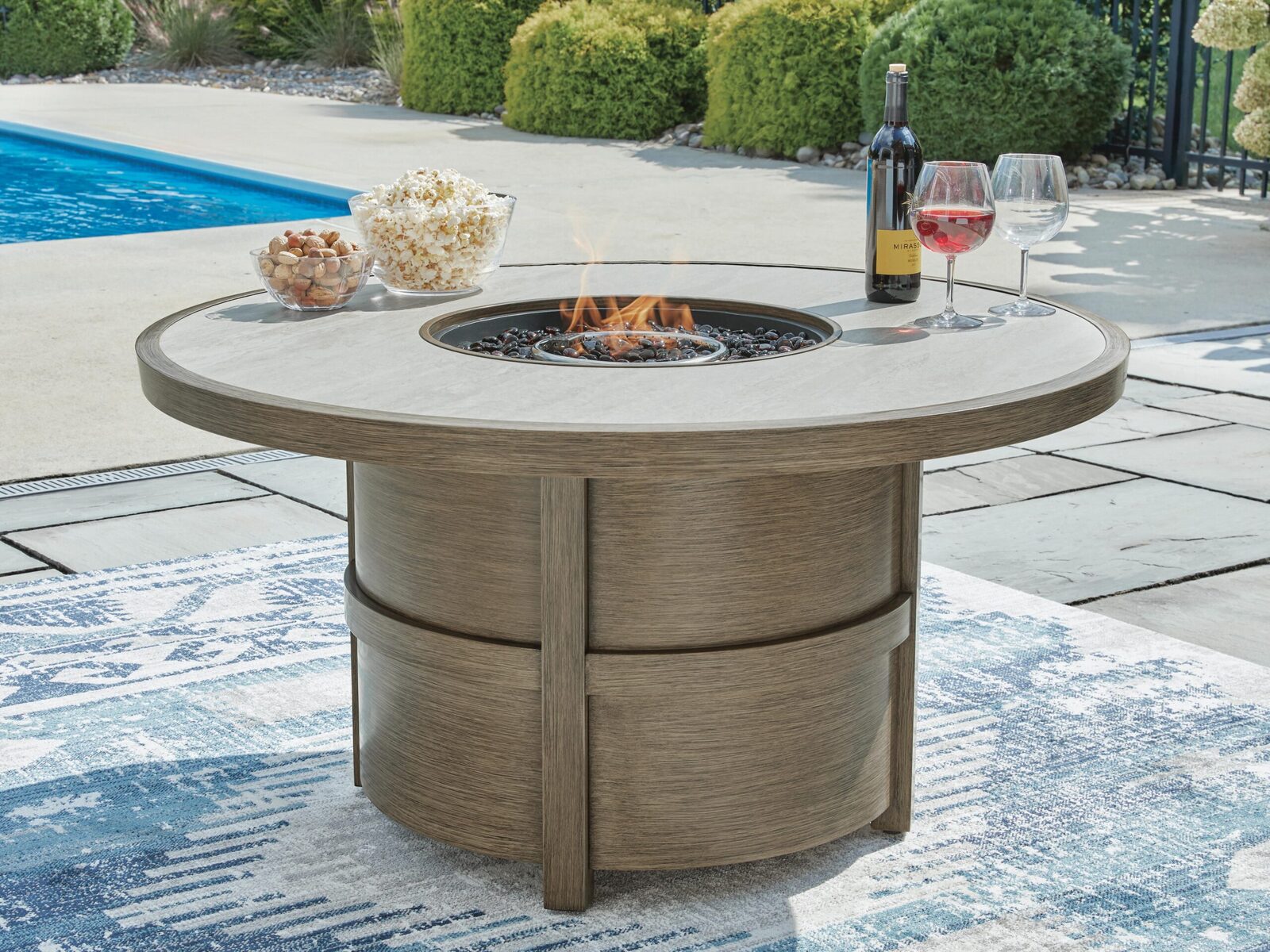 Rainier Ranch - Round Fire Pit Table - Beige - Image 2