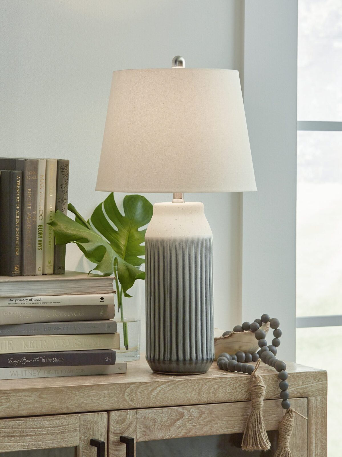 Afener - Ceramic Table Lamp (Set of 2) - Blue / Beige - Image 2