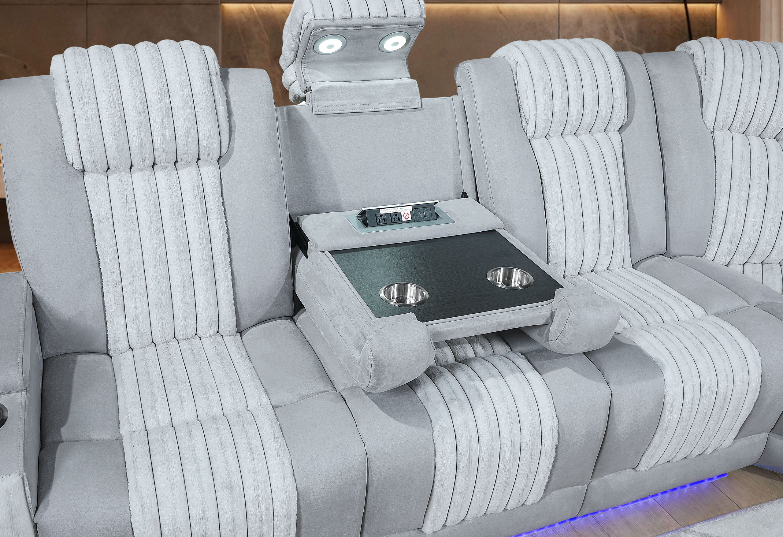 U8000 - P2 Sectional With LED - Light Gray - Image 4