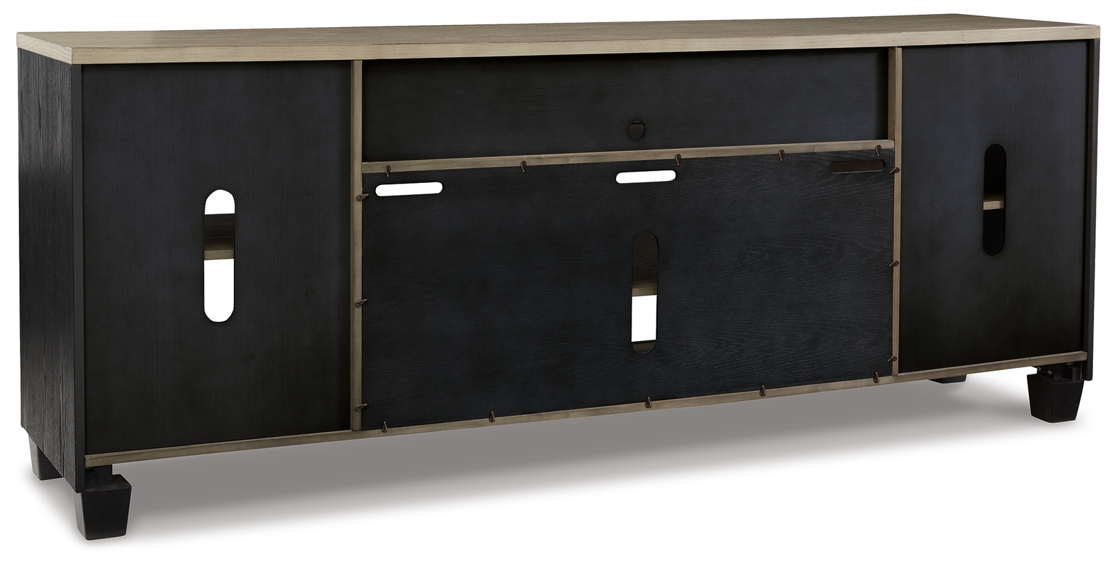 Foyland - XL TV Stand w/Fireplace Option - Black / Brown - Image 6