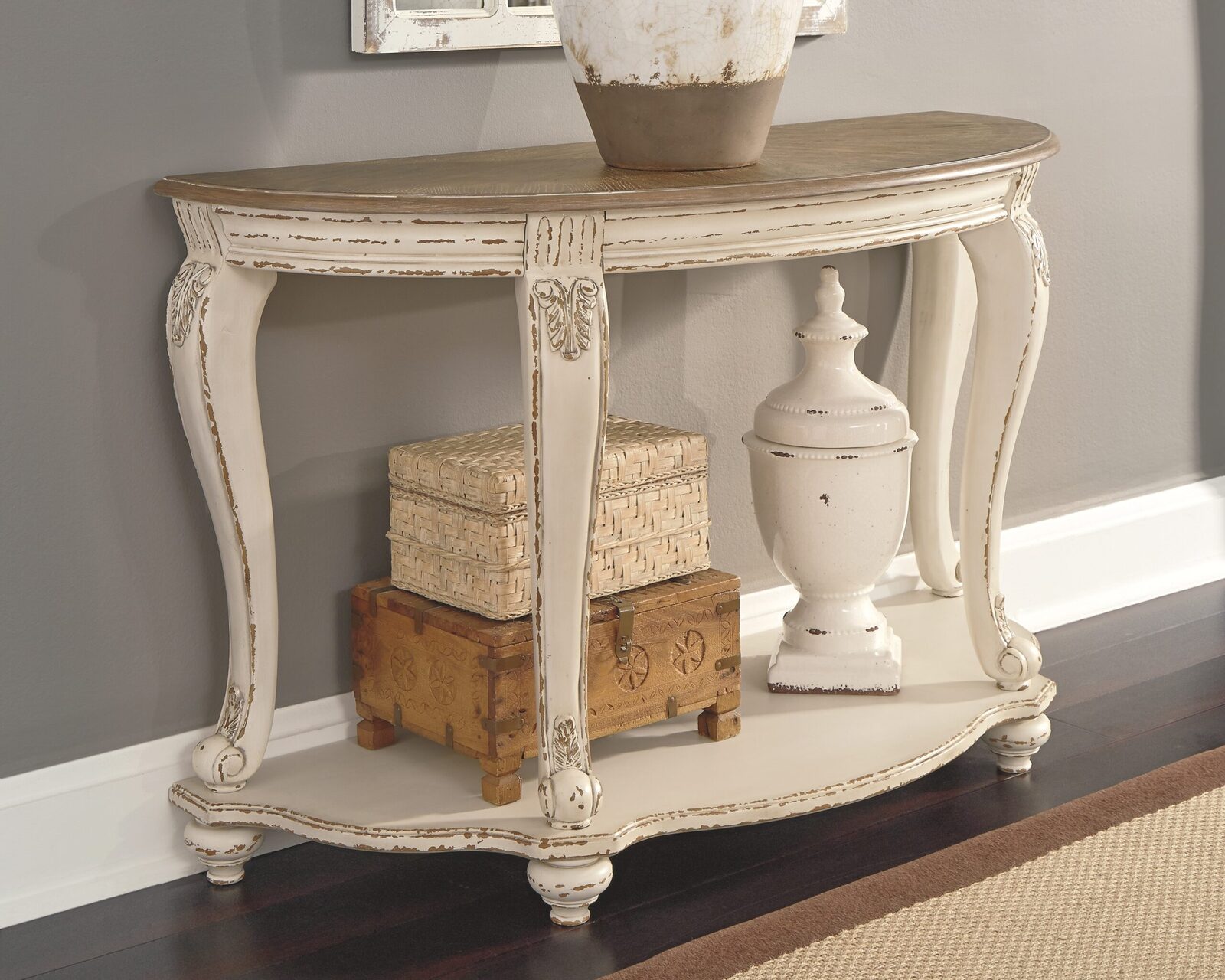 Realyn - Sofa Table - White / Brown - Image 2