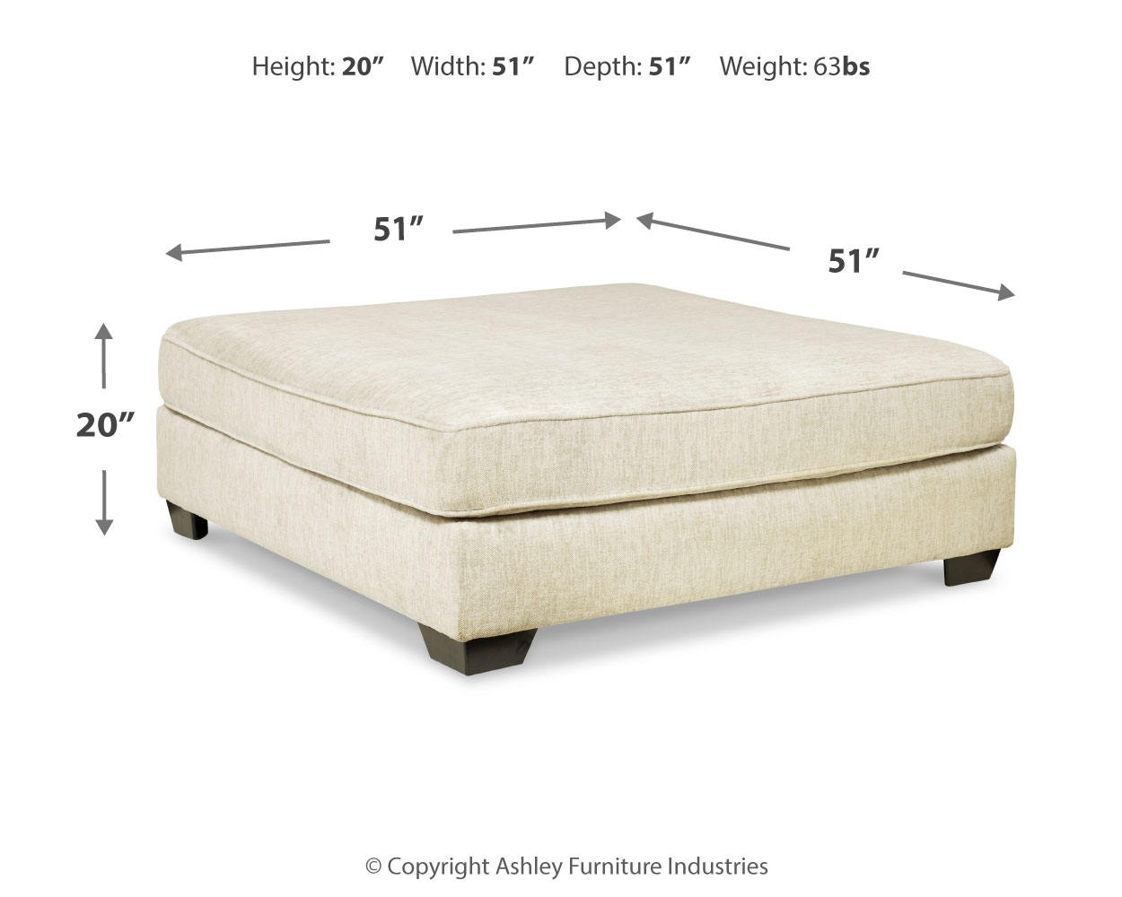 Rawcliffe - Oversized Accent Ottoman - Parchment - Image 4