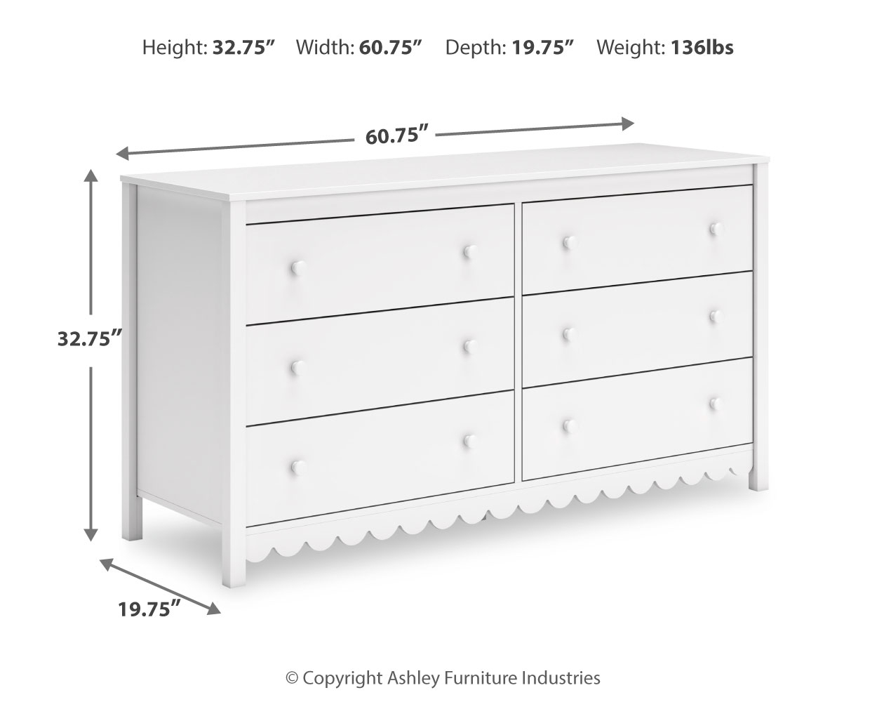 Hallityn - Six Drawer Dresser - White - Image 4