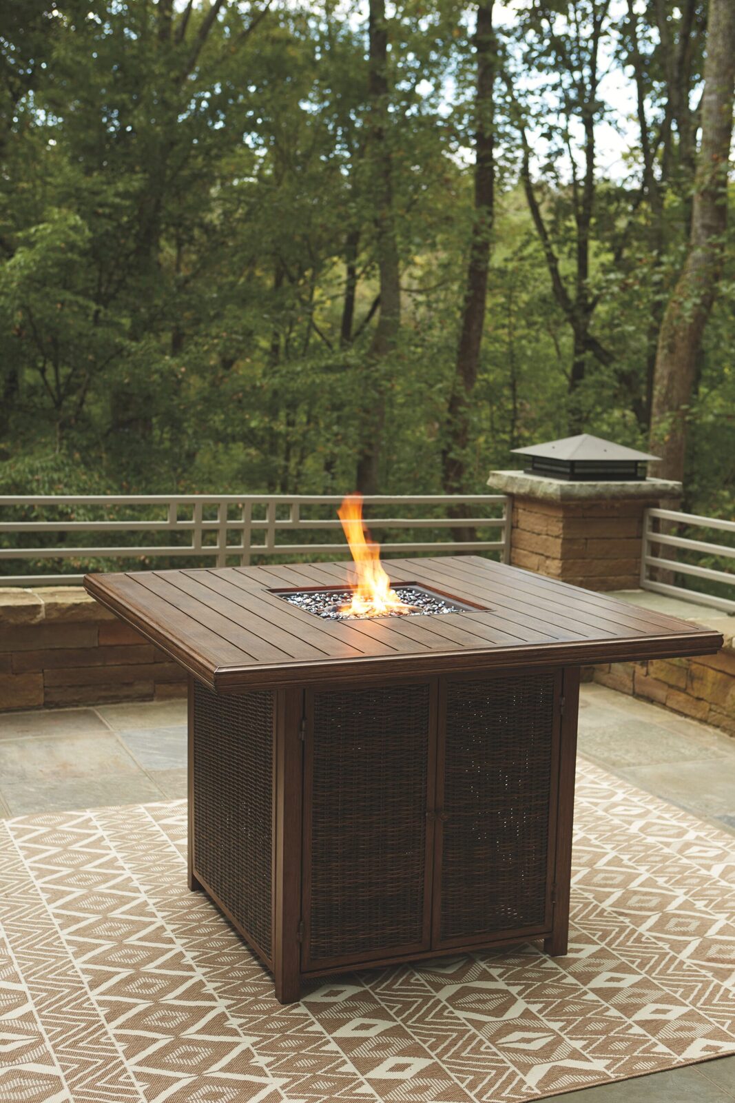 Paradise Trail - Square Bar Table w/Fire Pit - Medium Brown - Image 10