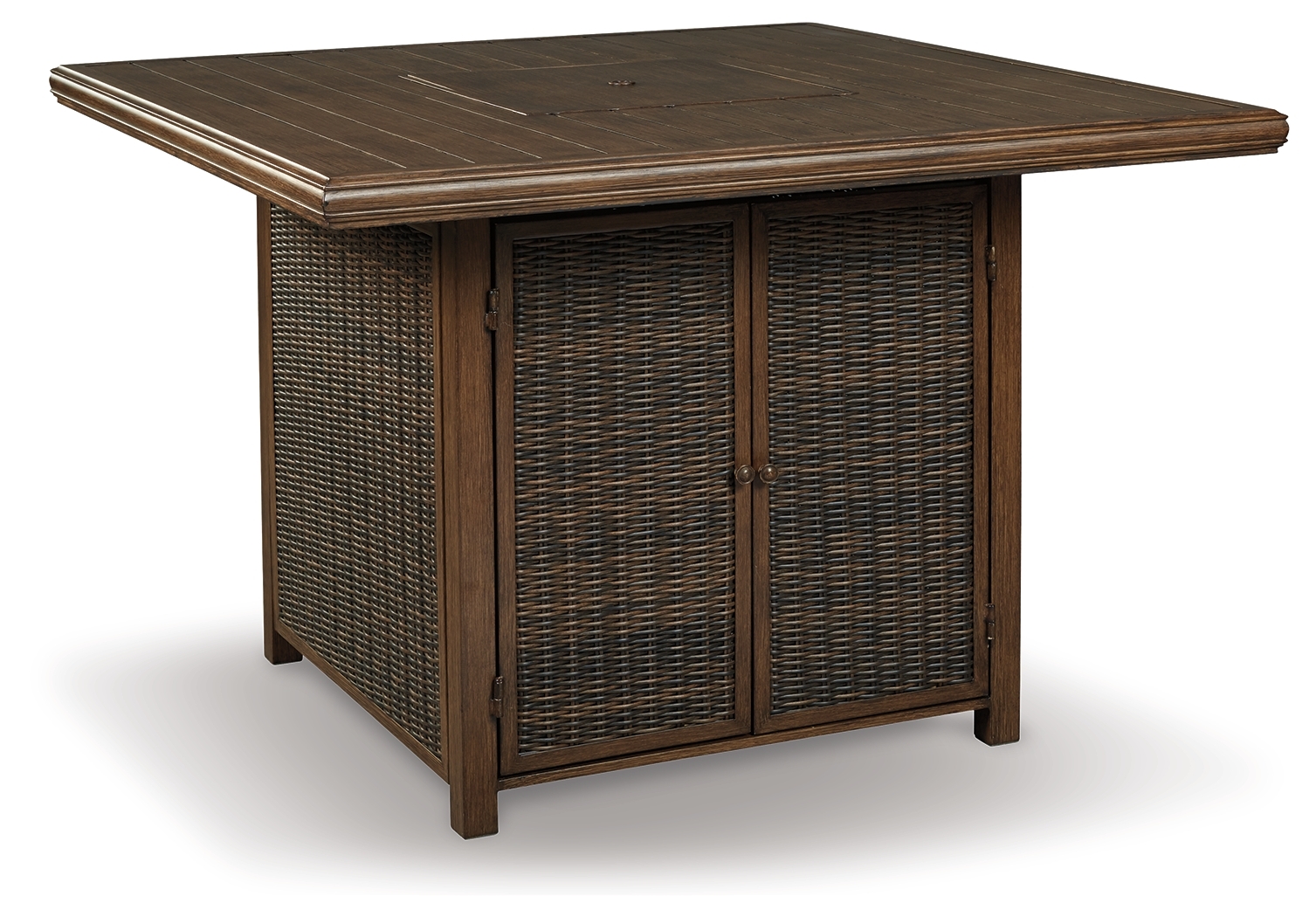 Paradise Trail - Square Bar Table w/Fire Pit - Medium Brown - Image 3