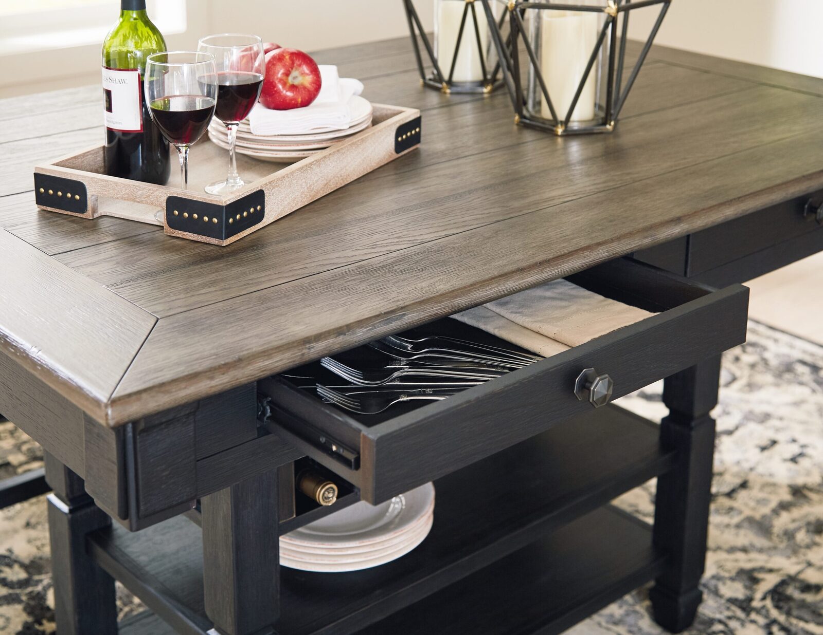 Tyler Creek - Rectangular Dining Room Counter Table - Black / Gray - Image 3