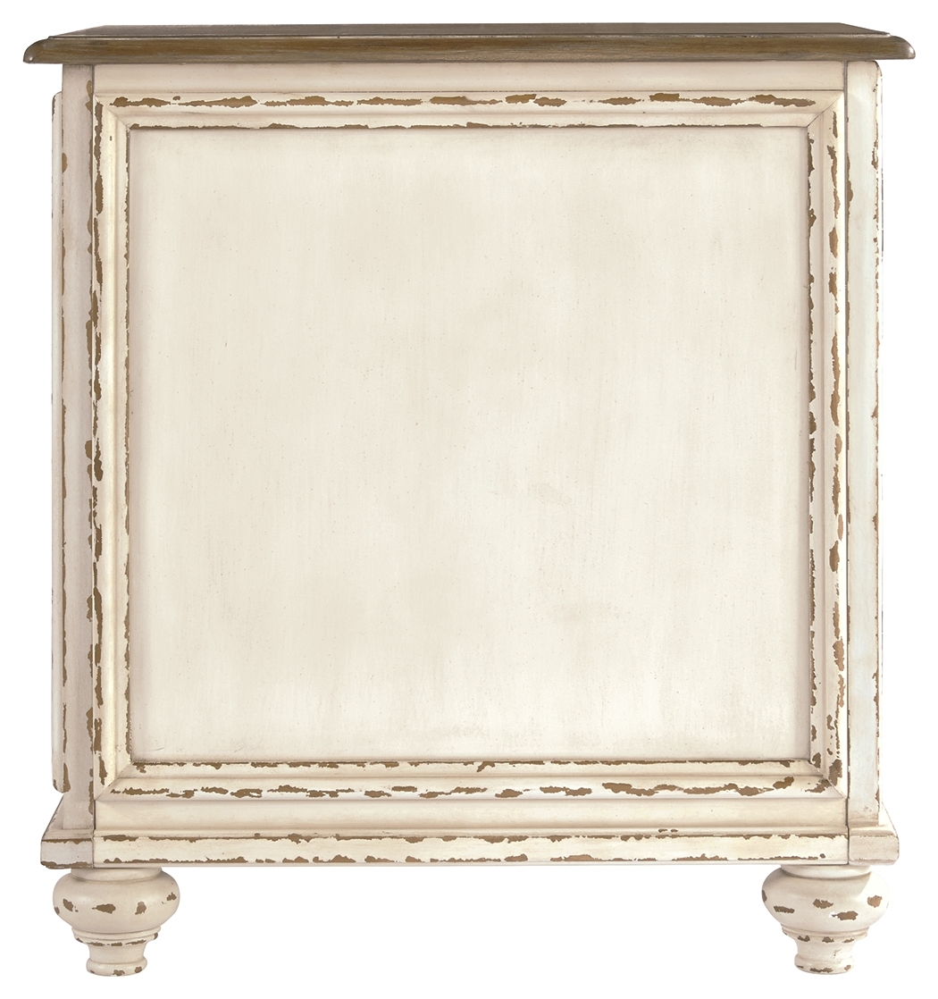 Realyn - Chair Side End Table - Insert Mirror - White / Brown - Image 5