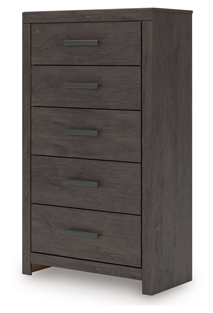 Prendonea - Five Drawer Chest - Charcoal - Image 3