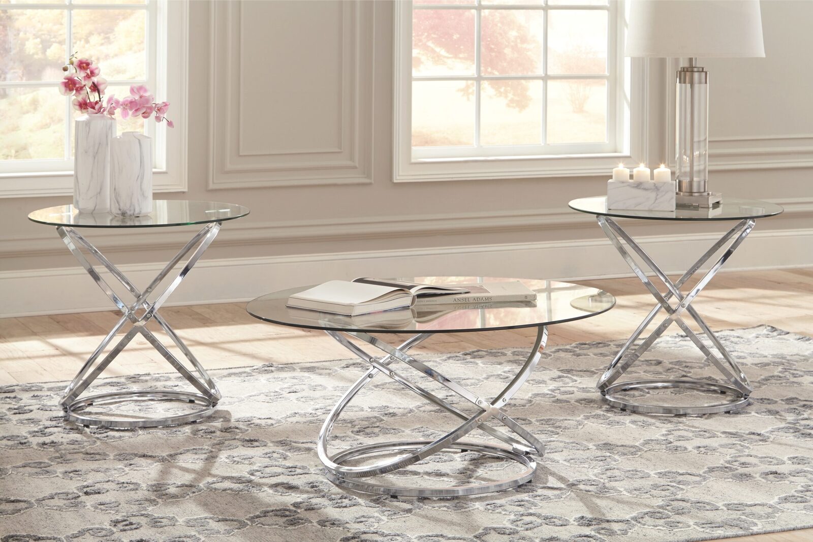 Hollynyx - Occasional Table Set (Set of 3) - Chrome Finish - Image 2