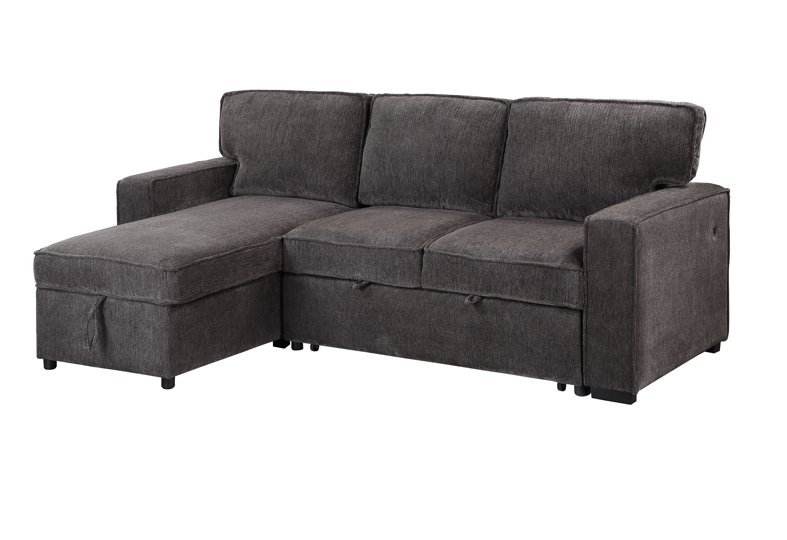 U0203 - Reversible Pull Out Fabric Sofa Bed - Dark Gray - Image 6