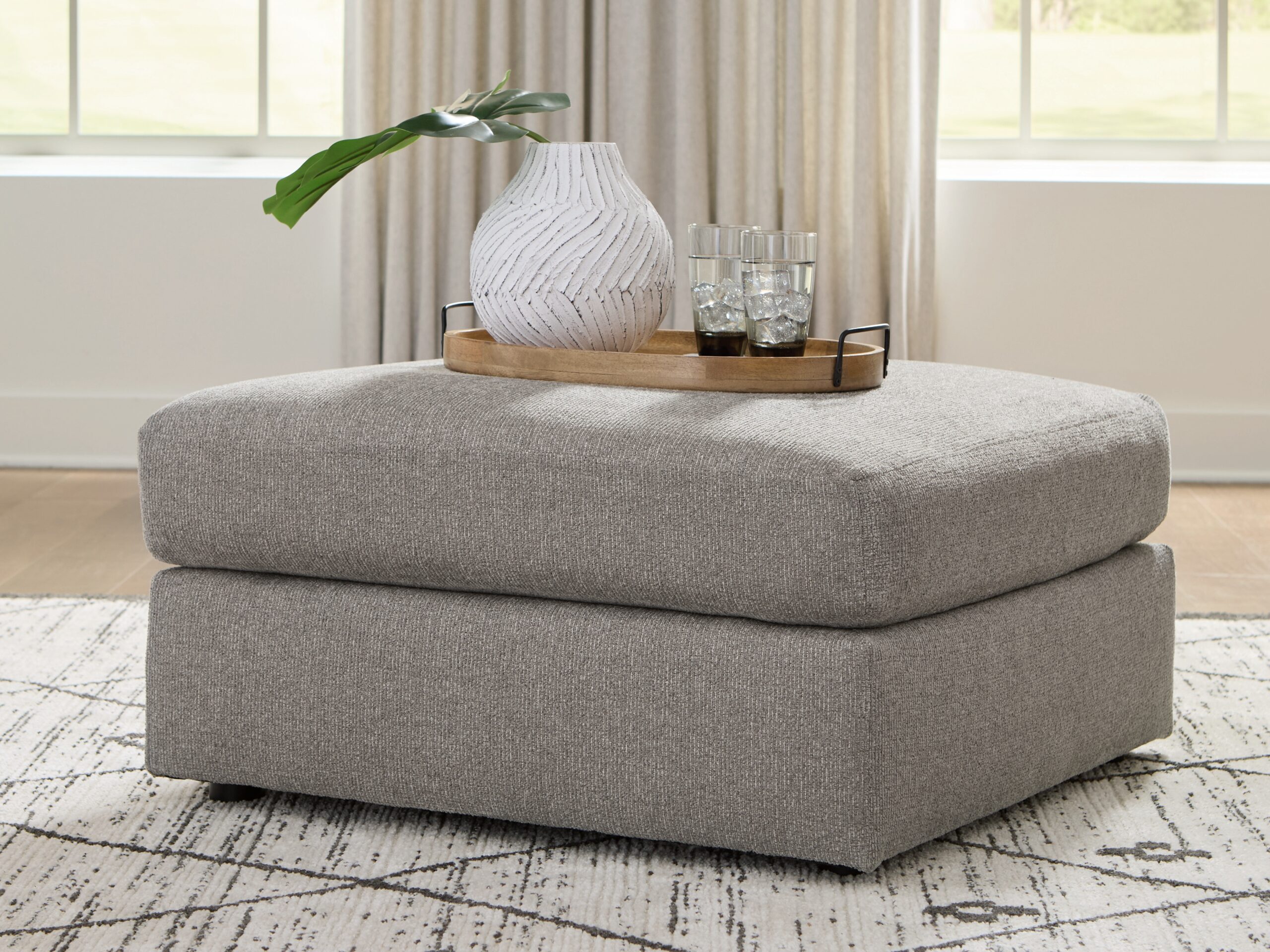 Lindon - Oversized Accent Ottoman - Smoke - Image 2