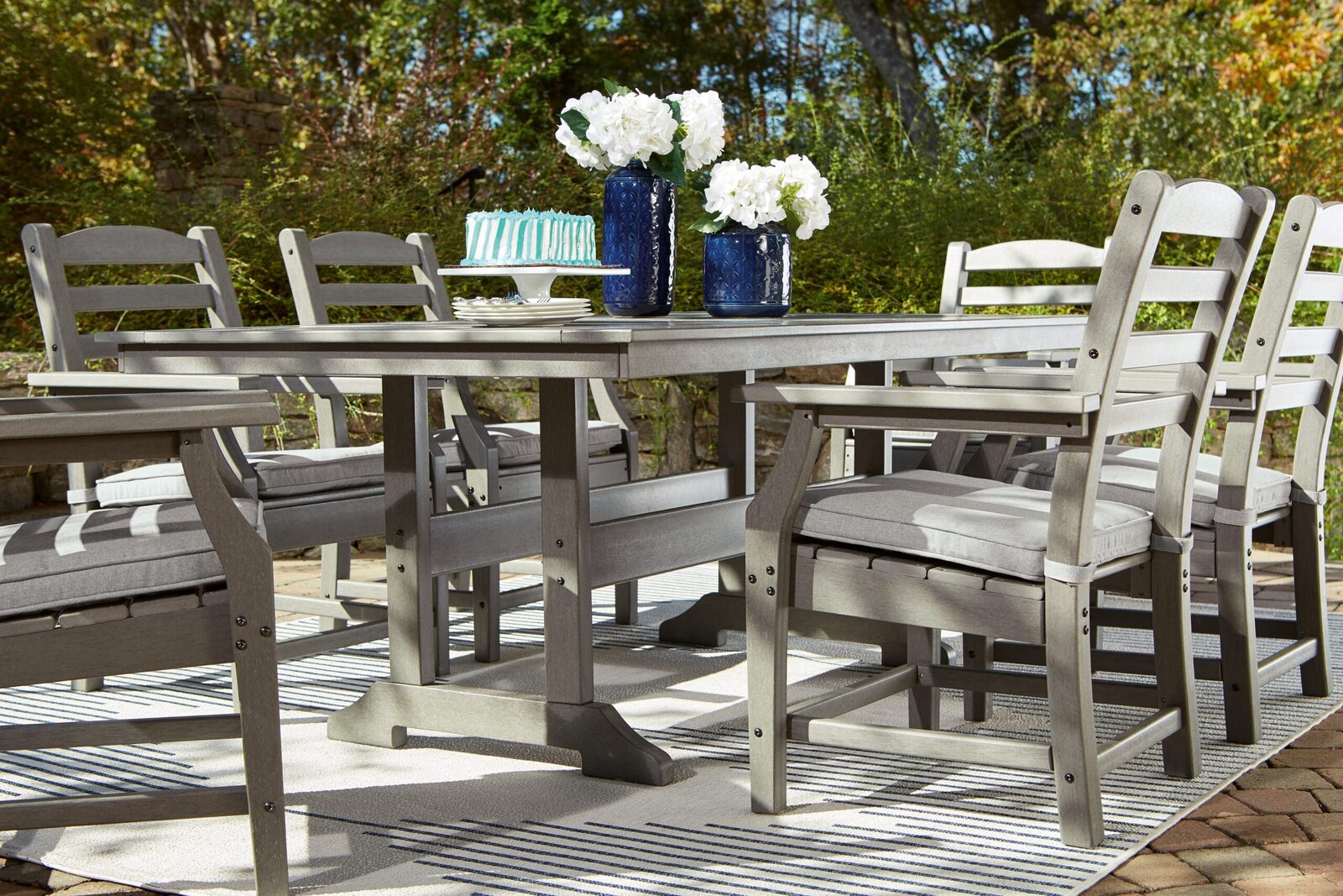 Visola - RECT Dining Table w/Umb OPT - Gray - Image 8